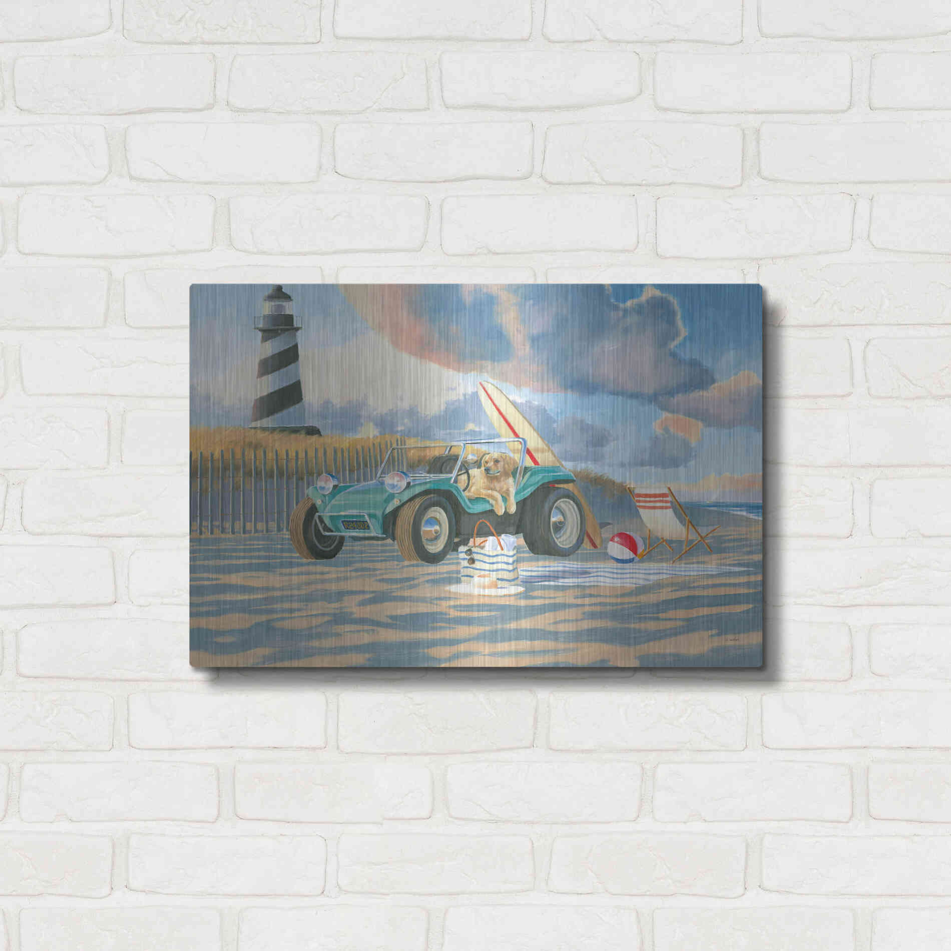 Luxe Metal Art 'Beach Ride IV' by James Wiens, Metal Wall Art,24x16