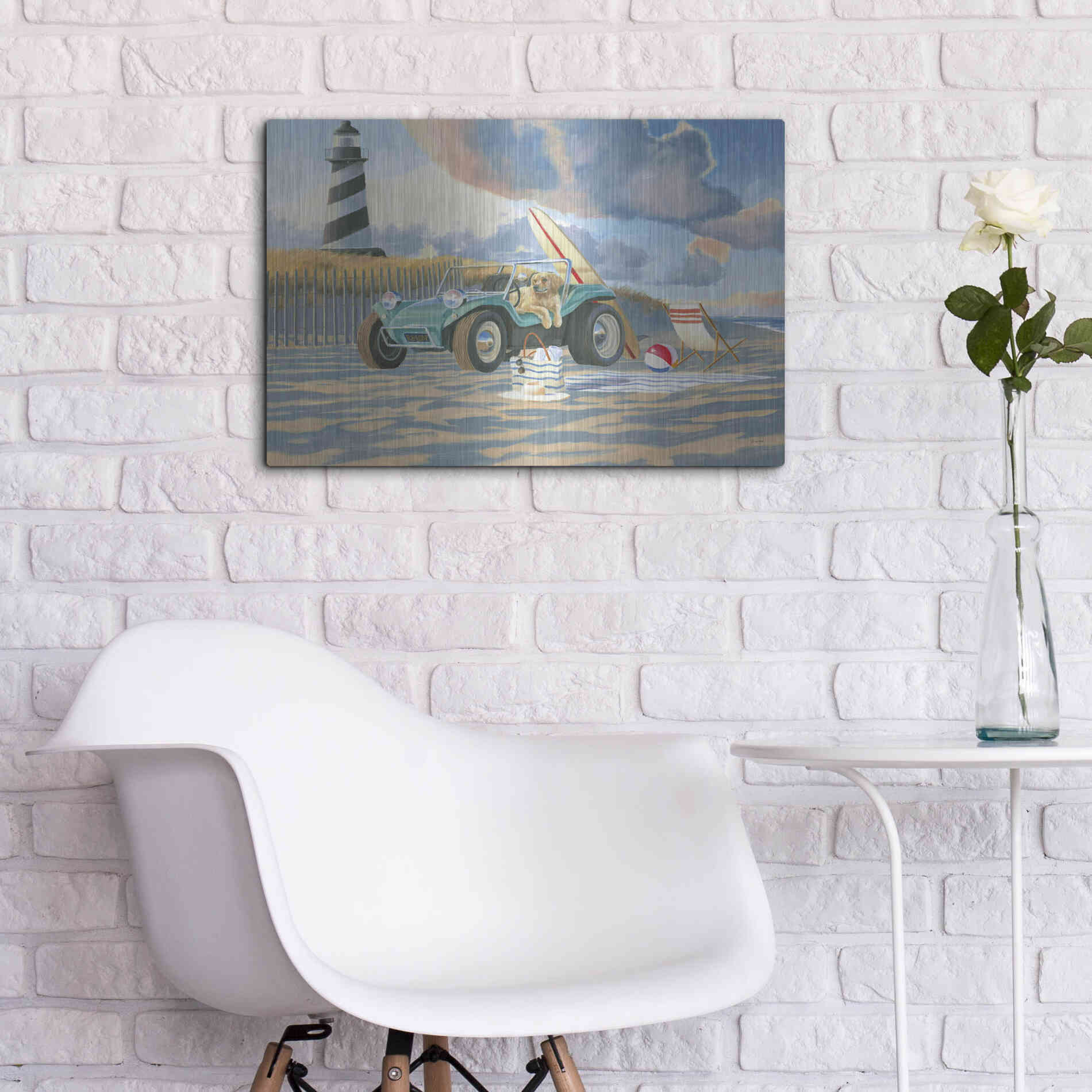 Luxe Metal Art 'Beach Ride IV' by James Wiens, Metal Wall Art,24x16