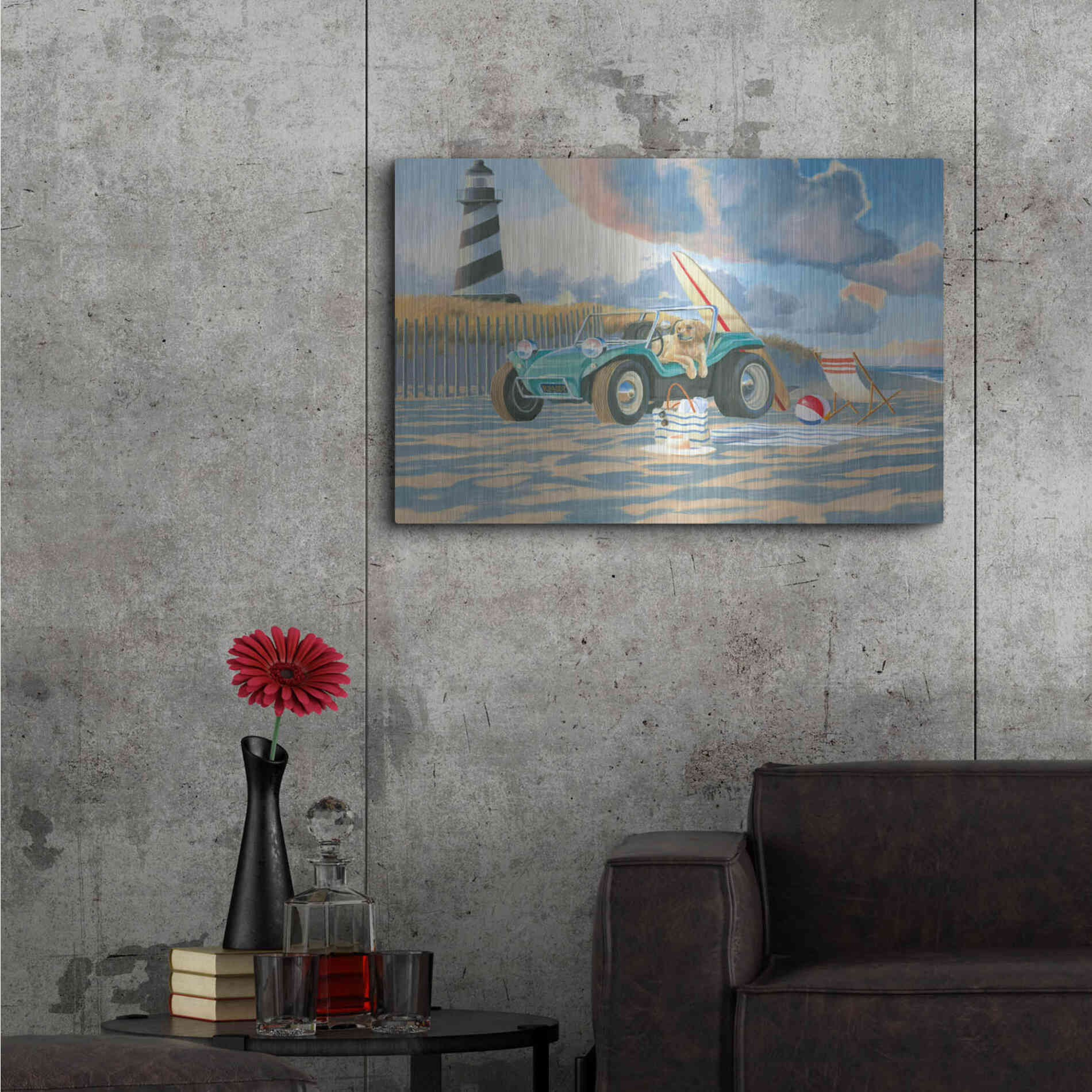 Luxe Metal Art 'Beach Ride IV' by James Wiens, Metal Wall Art,36x24