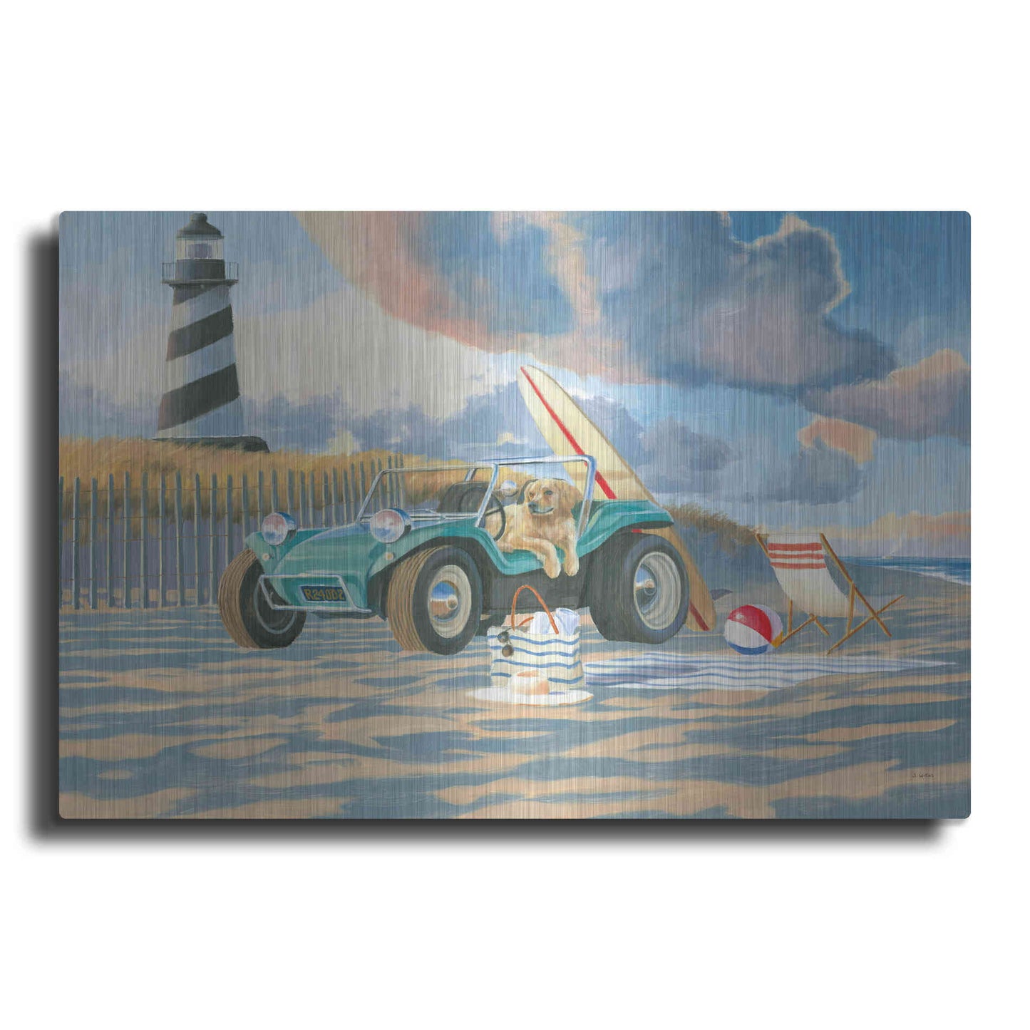 Luxe Metal Art 'Beach Ride IV' by James Wiens, Metal Wall Art