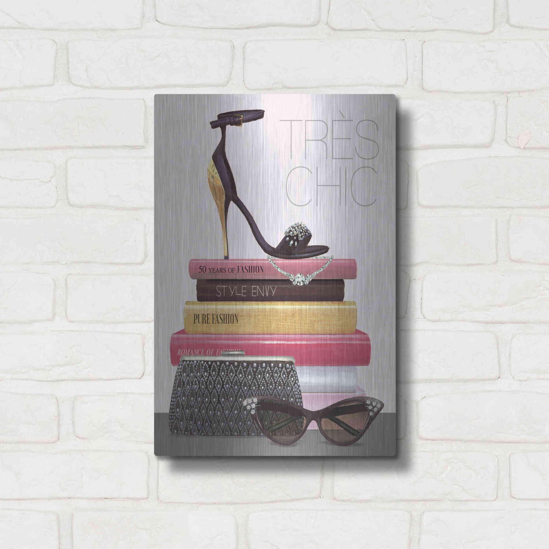 Luxe Metal Art 'Paris Style III Gold and Black' by Marco Fabiano, Metal Wall Art,12x16