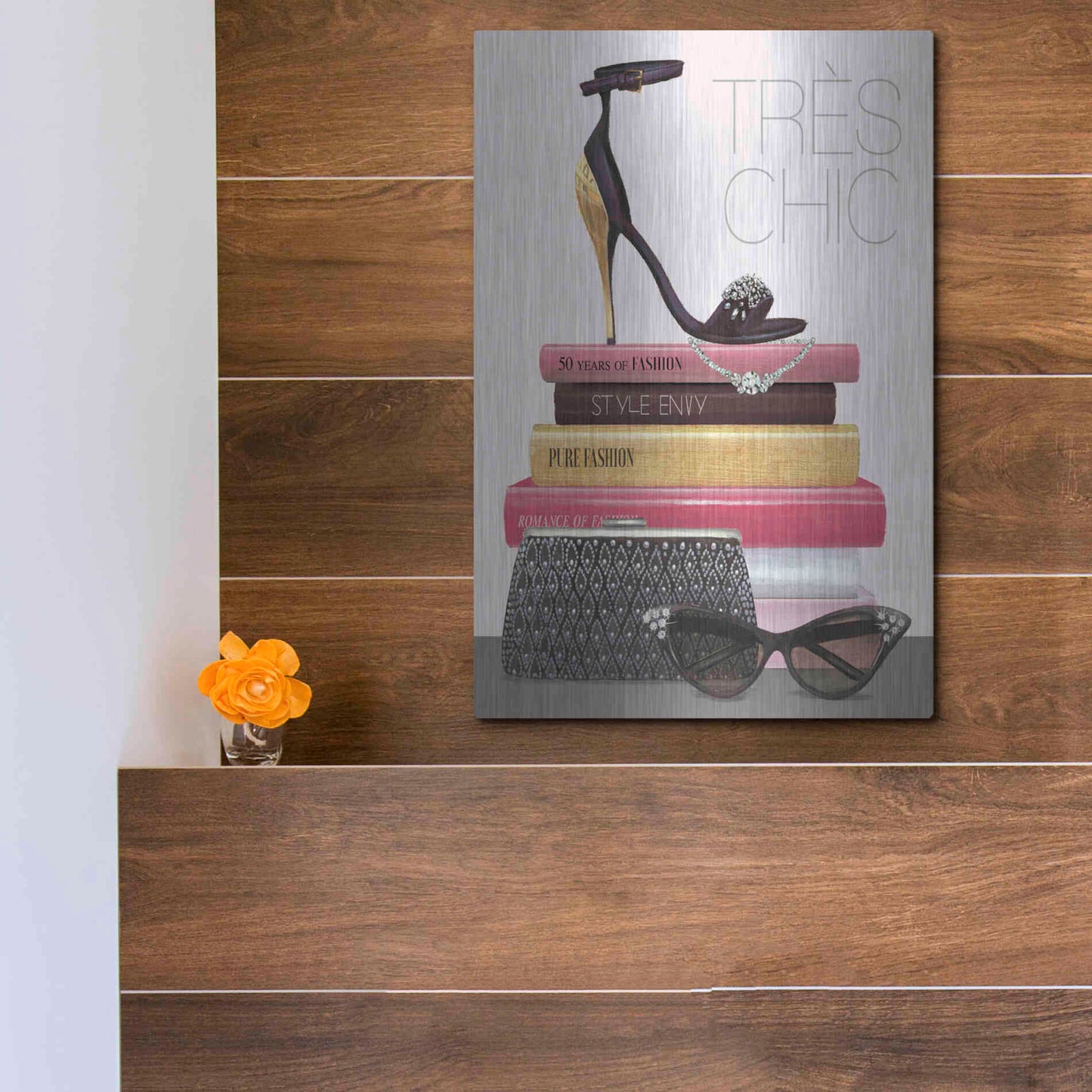 Luxe Metal Art 'Paris Style III Gold and Black' by Marco Fabiano, Metal Wall Art,12x16