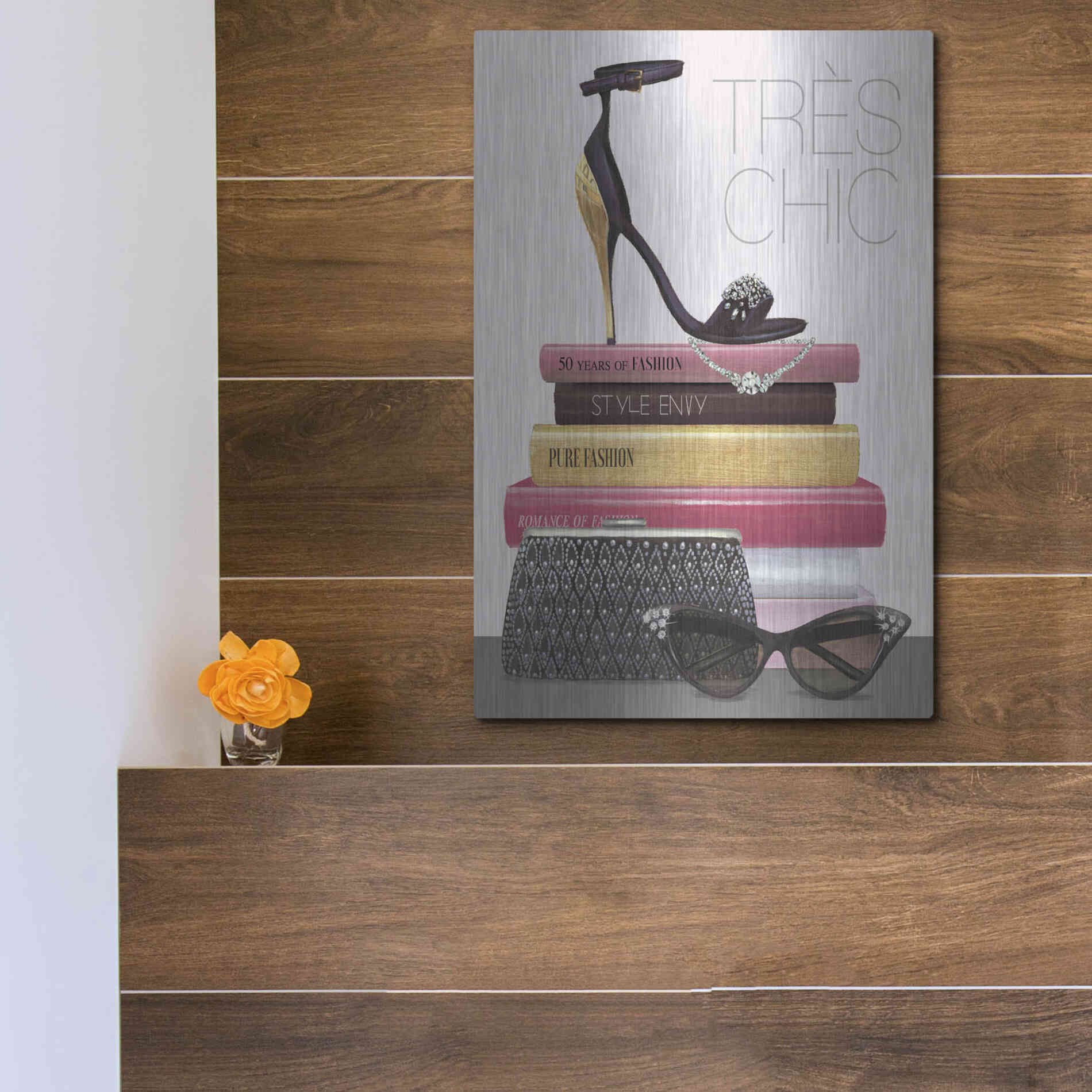 Luxe Metal Art 'Paris Style III Gold and Black' by Marco Fabiano, Metal Wall Art,12x16