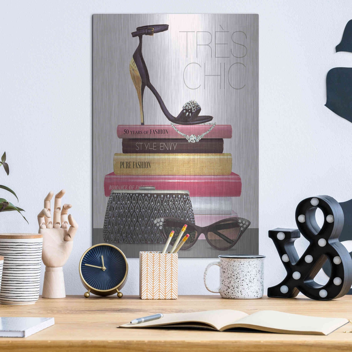 Luxe Metal Art 'Paris Style III Gold and Black' by Marco Fabiano, Metal Wall Art,12x16