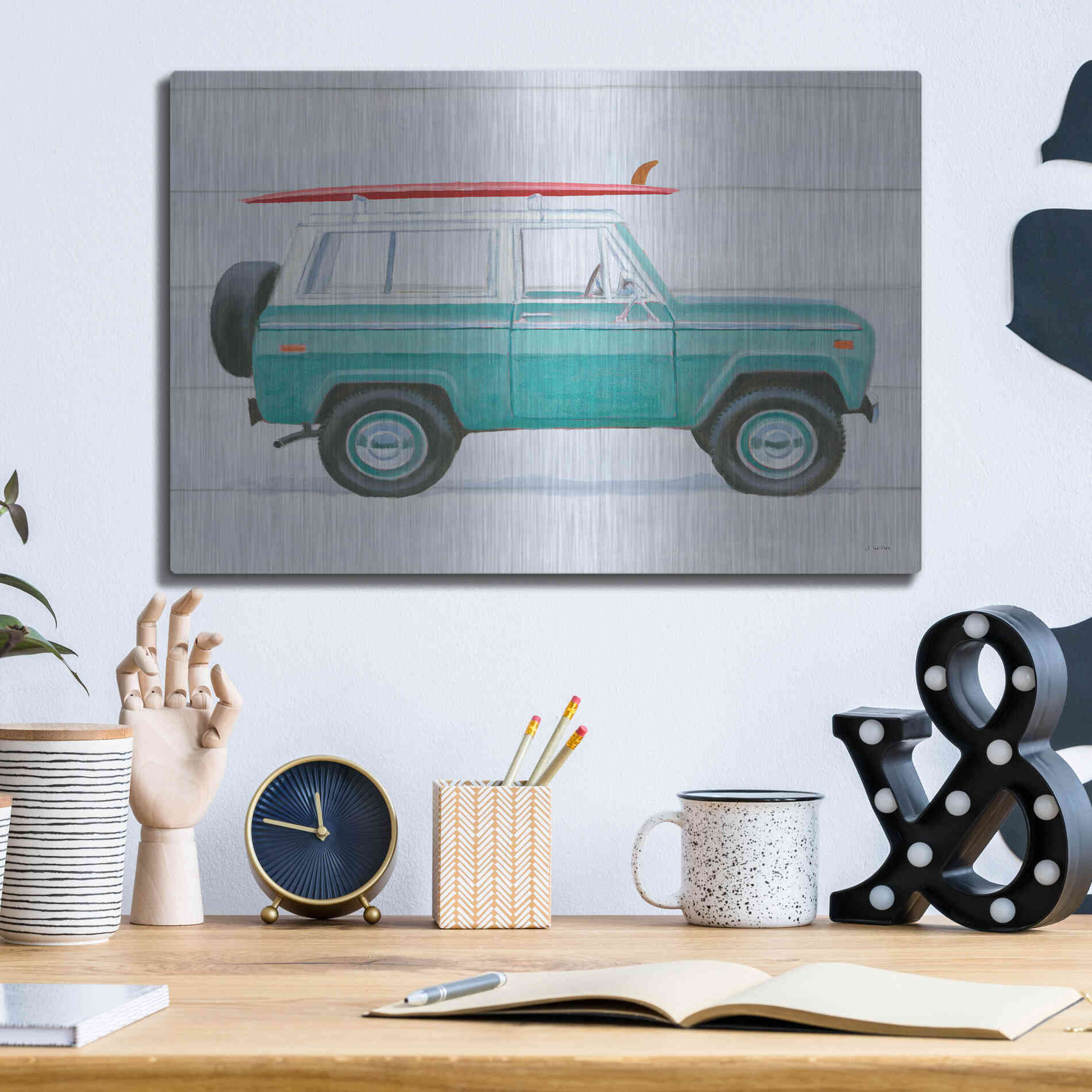 Luxe Metal Art 'Beach Ride VII' by James Wiens, Metal Wall Art,16x12