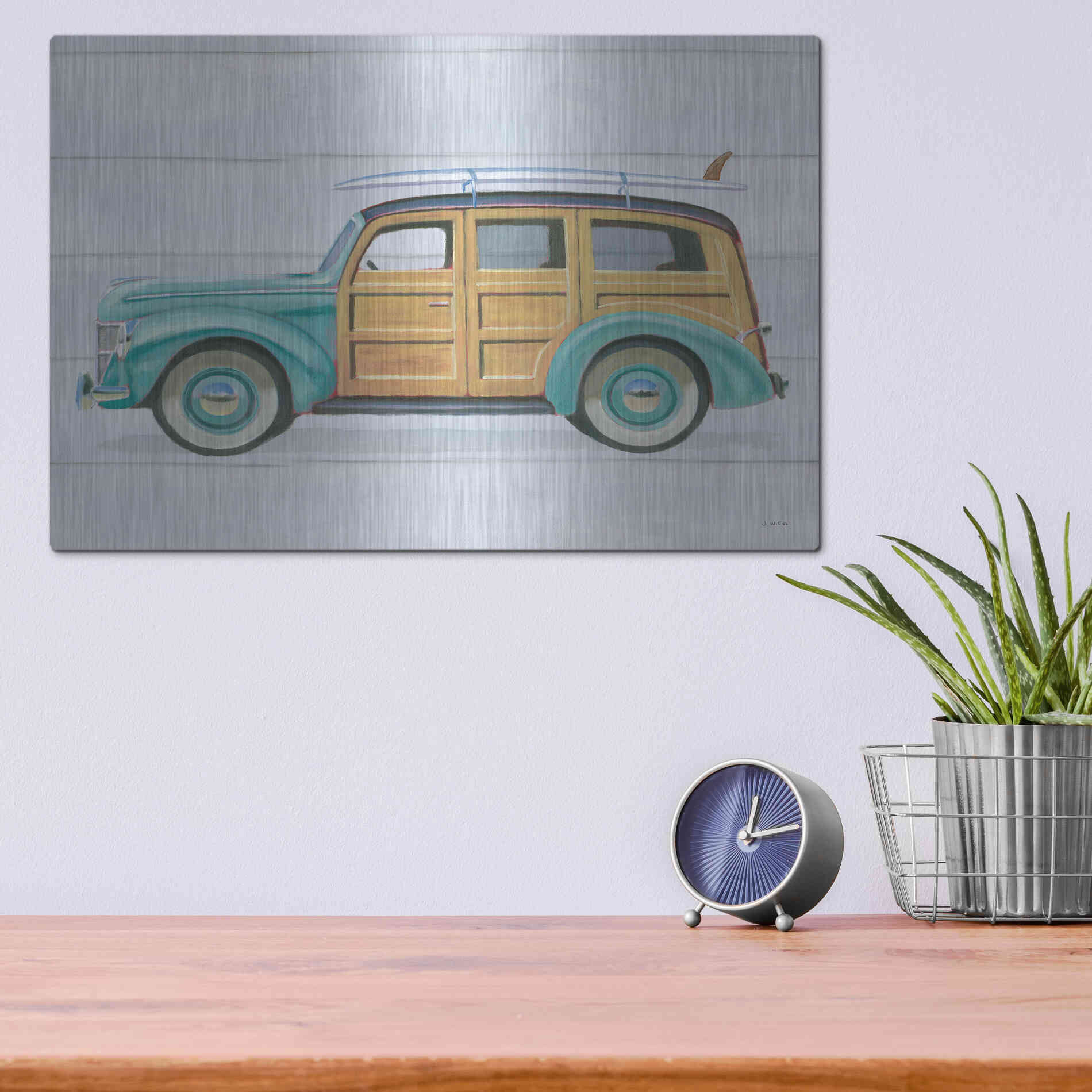 Luxe Metal Art 'Beach Ride VIII' by James Wiens, Metal Wall Art,16x12