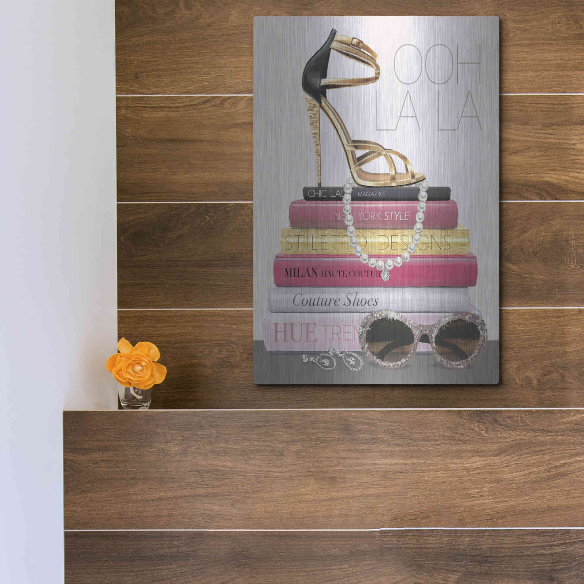 Luxe Metal Art 'Paris Style I Gold and Black' by Marco Fabiano, Metal Wall Art,12x16