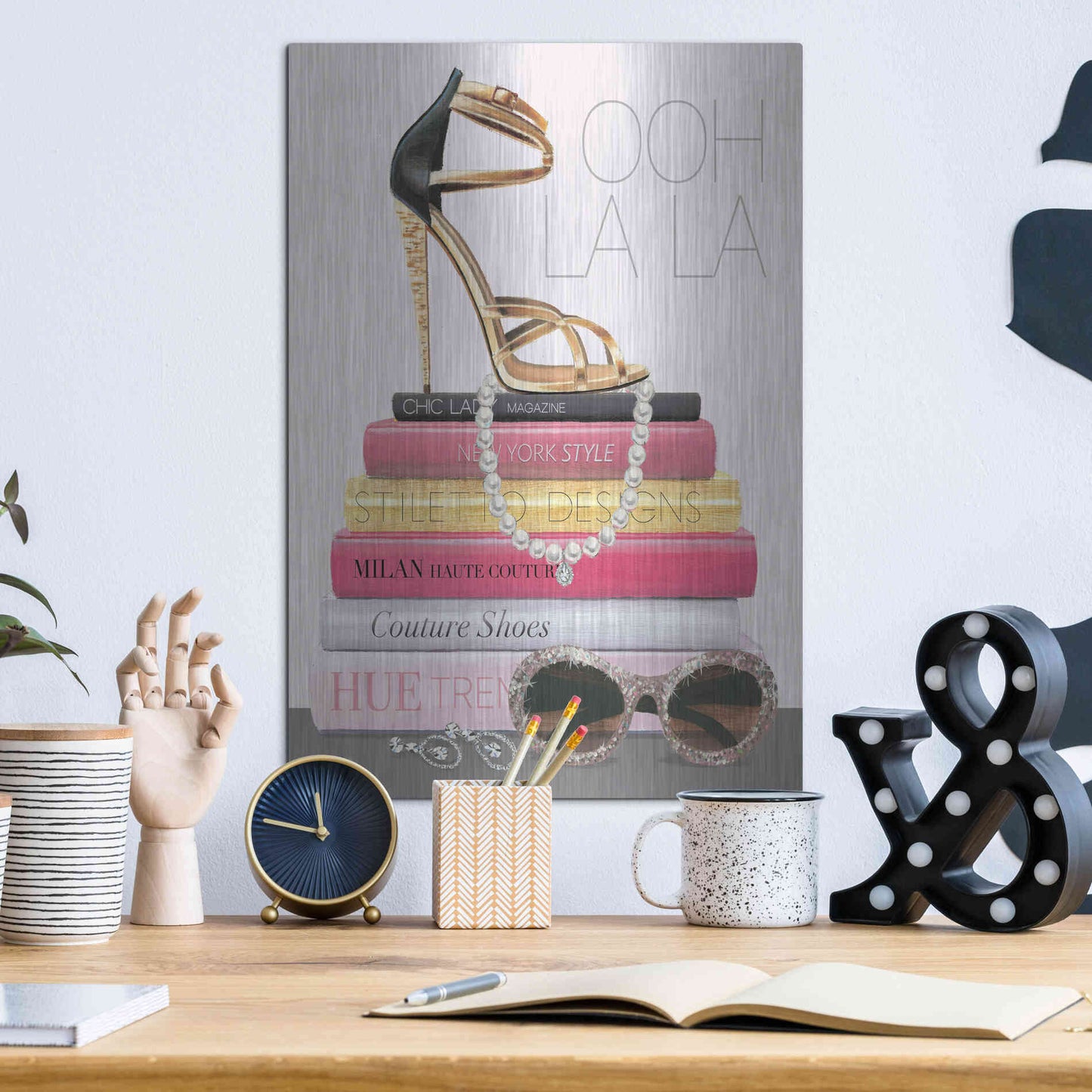 Luxe Metal Art 'Paris Style I Gold and Black' by Marco Fabiano, Metal Wall Art,12x16