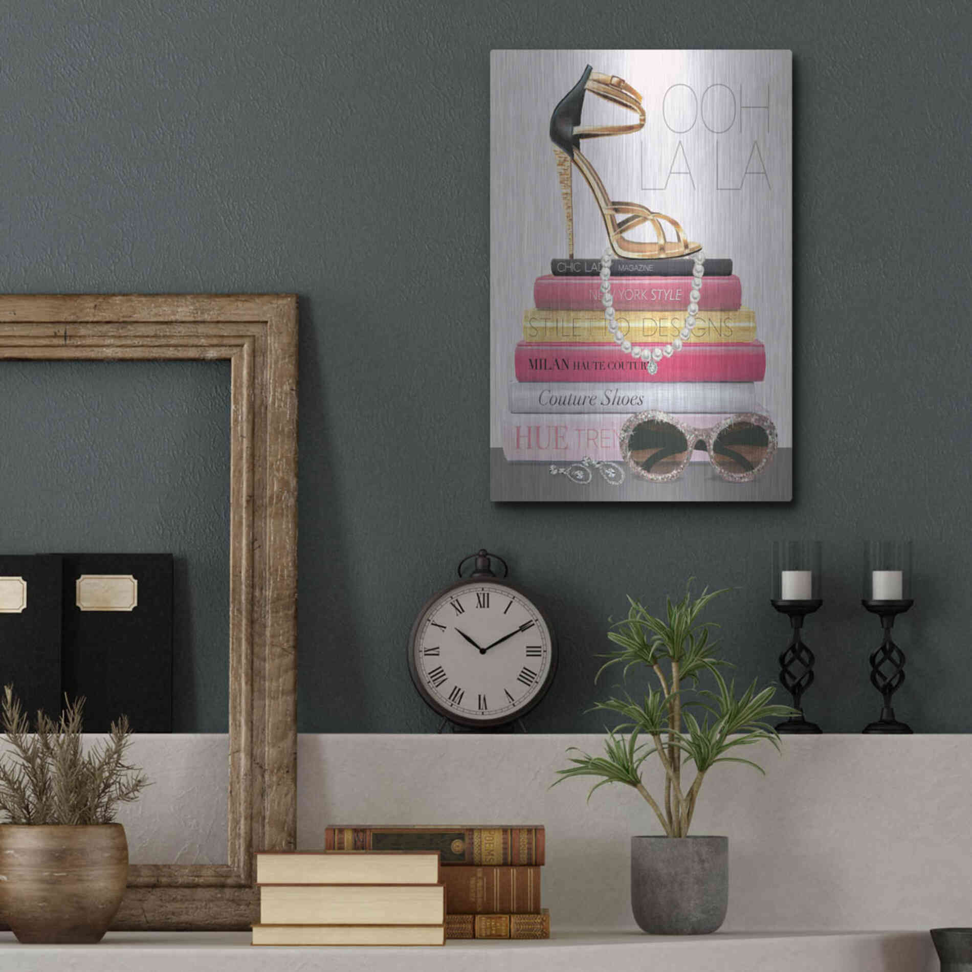 Luxe Metal Art 'Paris Style I Gold and Black' by Marco Fabiano, Metal Wall Art,12x16