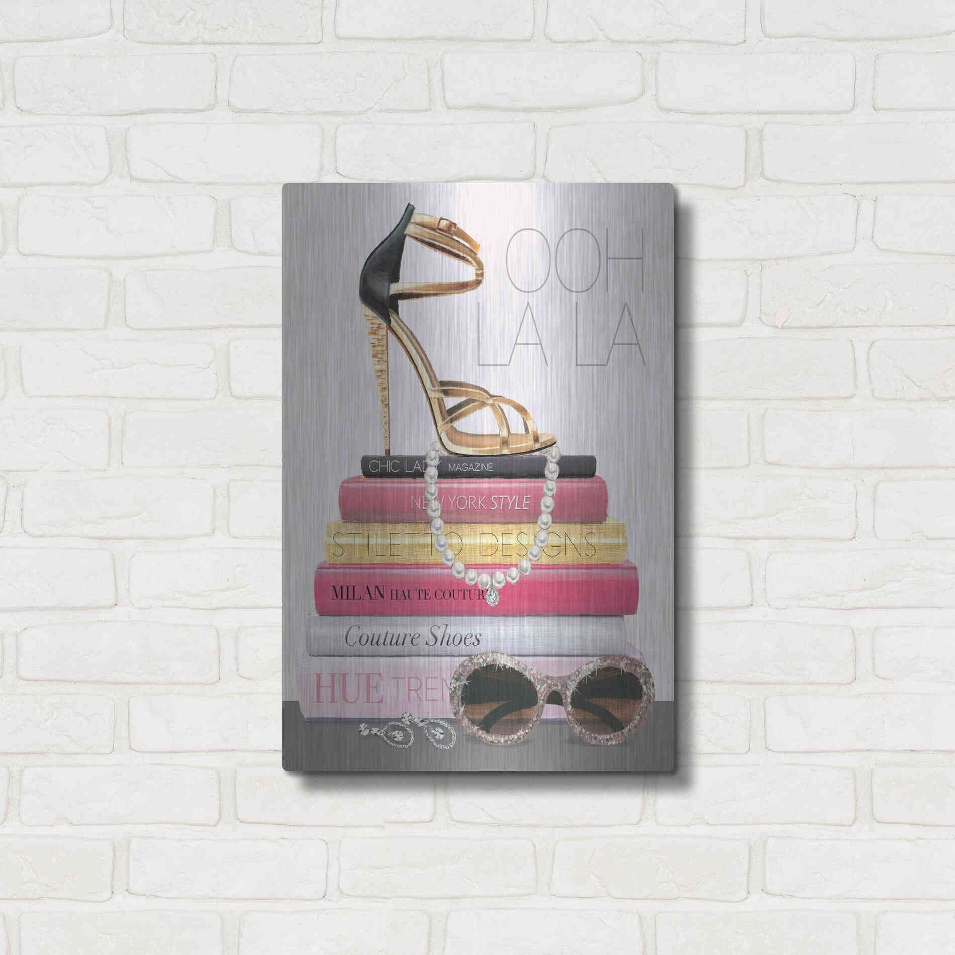 Luxe Metal Art 'Paris Style I Gold and Black' by Marco Fabiano, Metal Wall Art,16x24