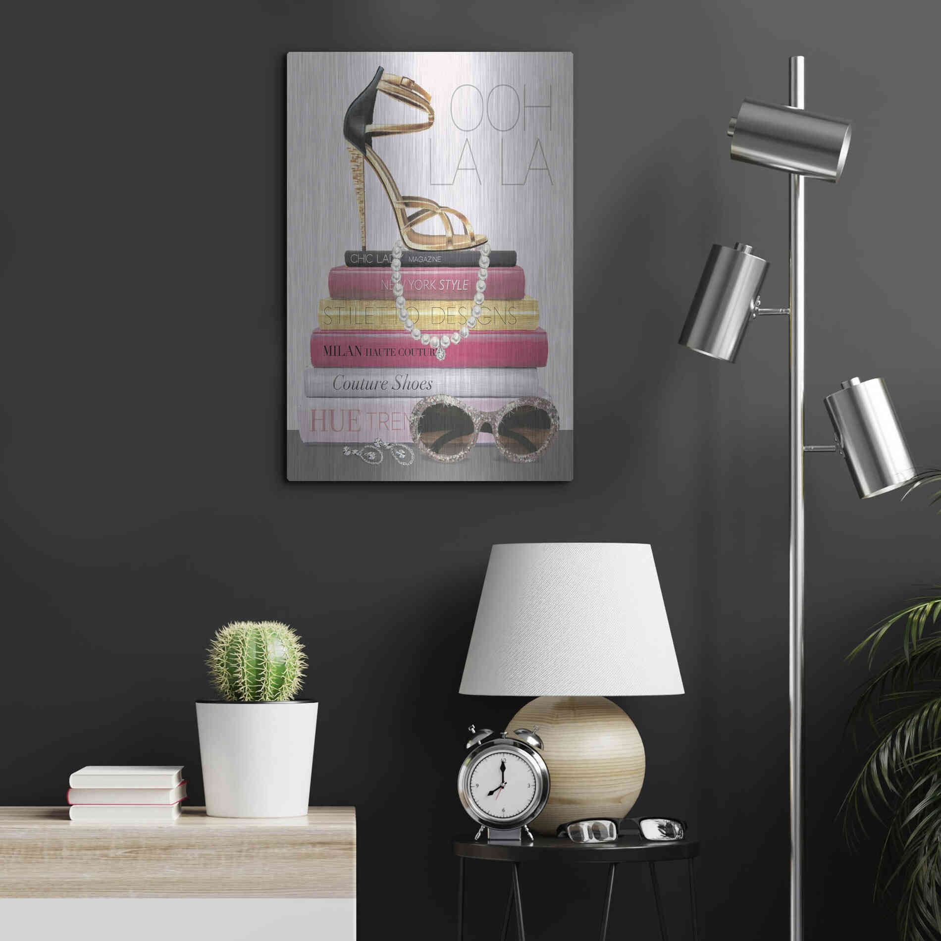 Luxe Metal Art 'Paris Style I Gold and Black' by Marco Fabiano, Metal Wall Art,16x24