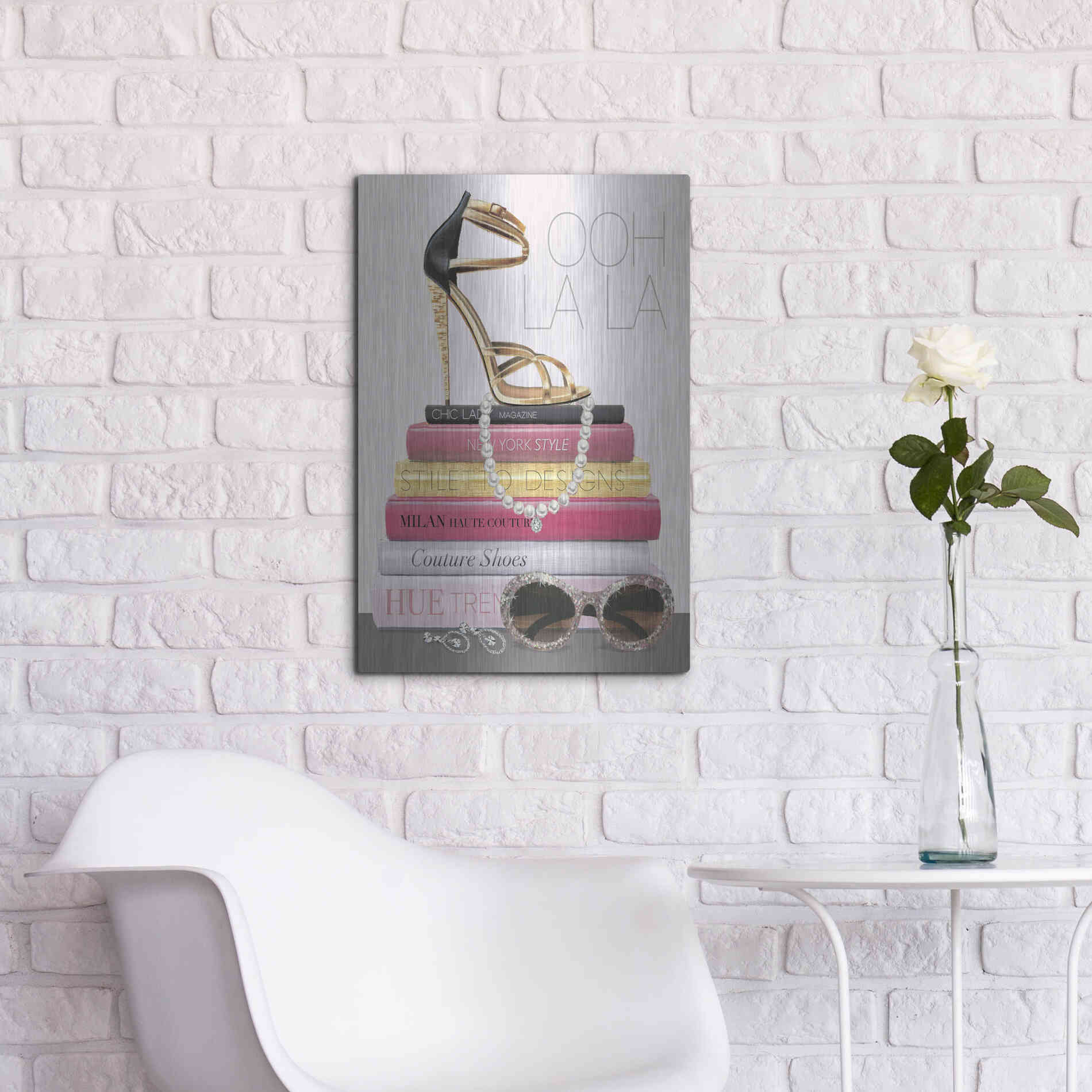 Luxe Metal Art 'Paris Style I Gold and Black' by Marco Fabiano, Metal Wall Art,16x24