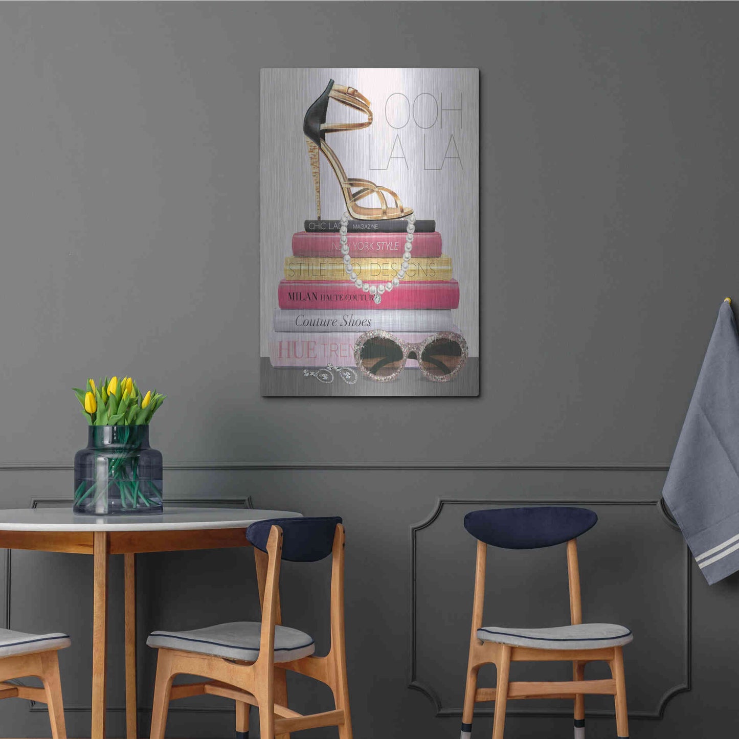 Luxe Metal Art 'Paris Style I Gold and Black' by Marco Fabiano, Metal Wall Art,24x36