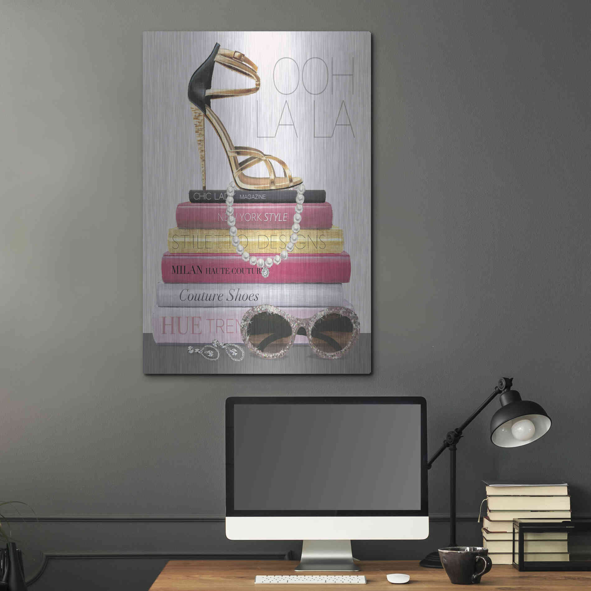 Luxe Metal Art 'Paris Style I Gold and Black' by Marco Fabiano, Metal Wall Art,24x36
