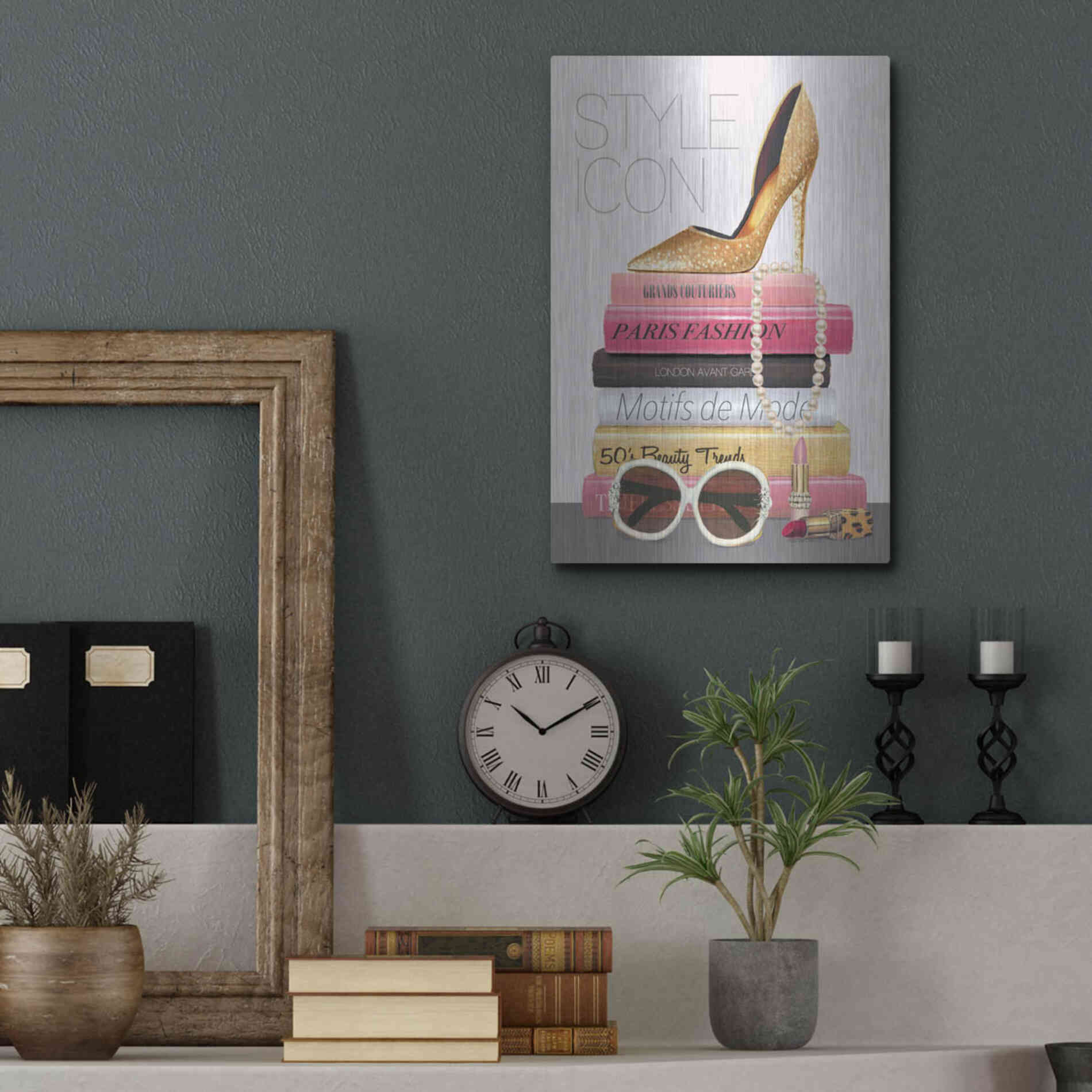 Luxe Metal Art 'Paris Style II Gold and Black' by Marco Fabiano, Metal Wall Art,12x16