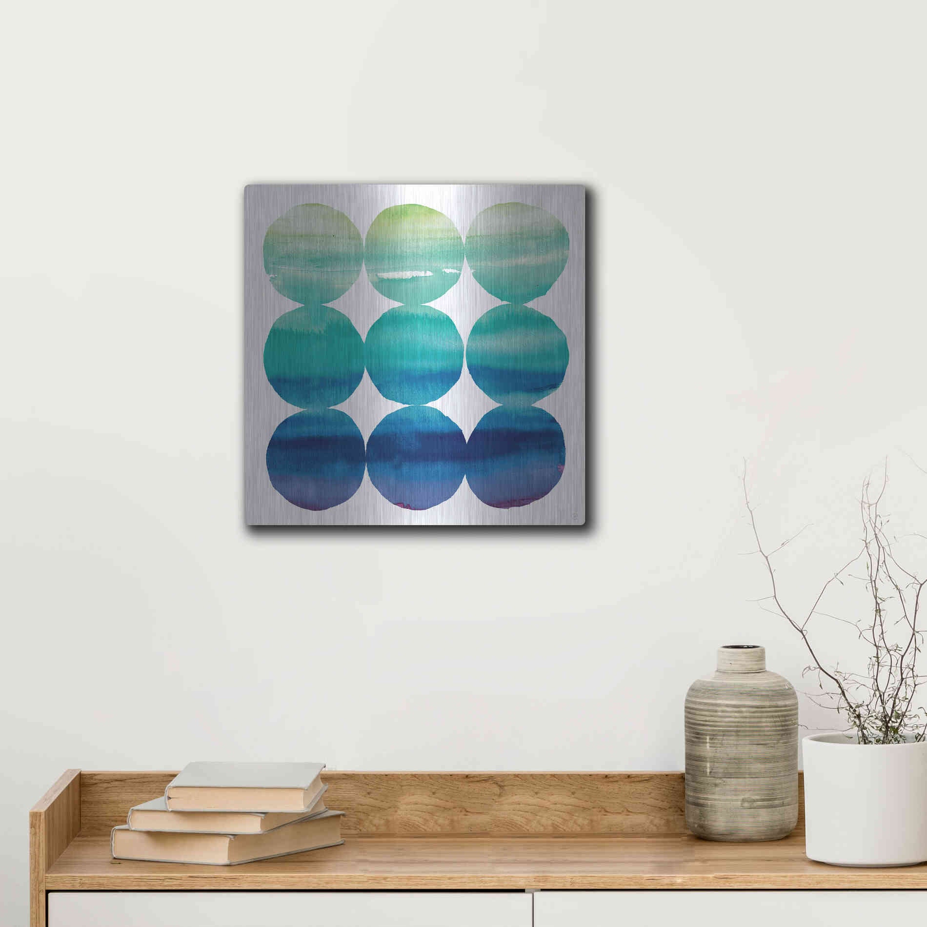 Luxe Metal Art 'Summer Dots III' by Elyse DeNeige, Metal Wall Art,12x12