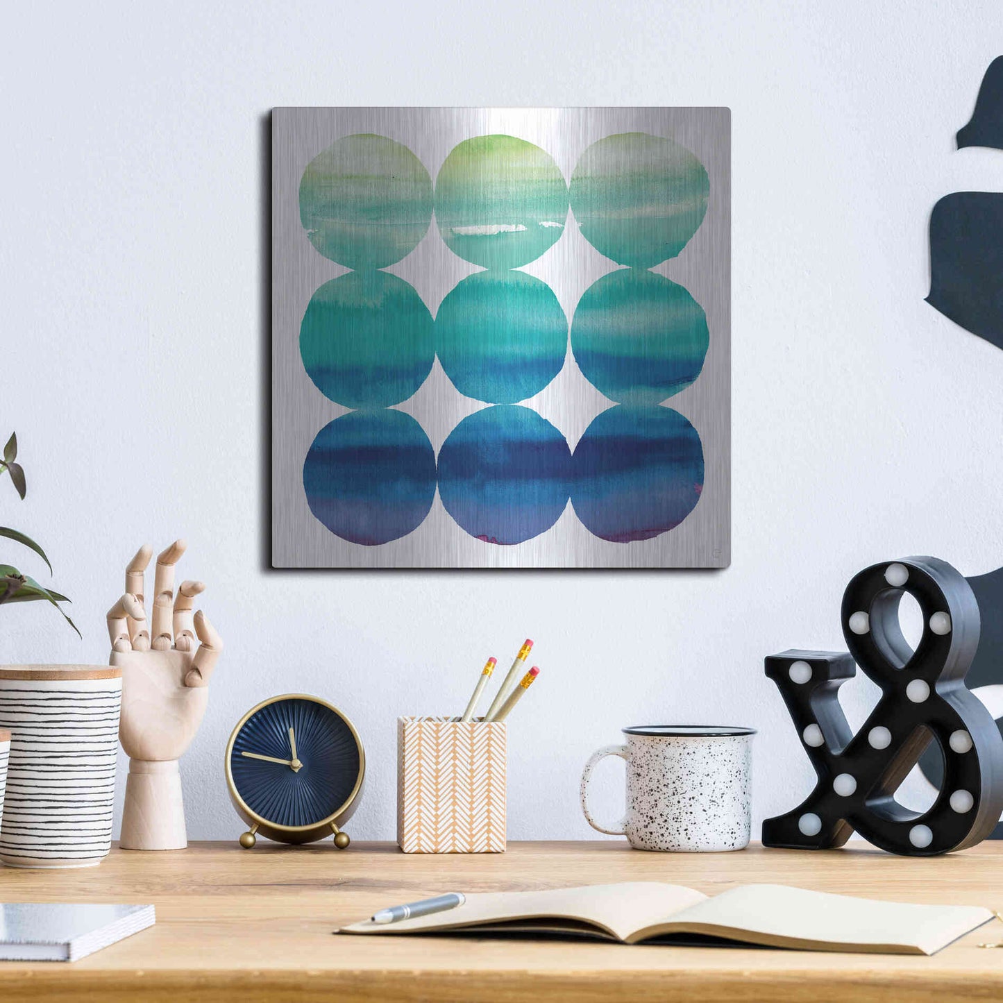 Luxe Metal Art 'Summer Dots III' by Elyse DeNeige, Metal Wall Art,12x12