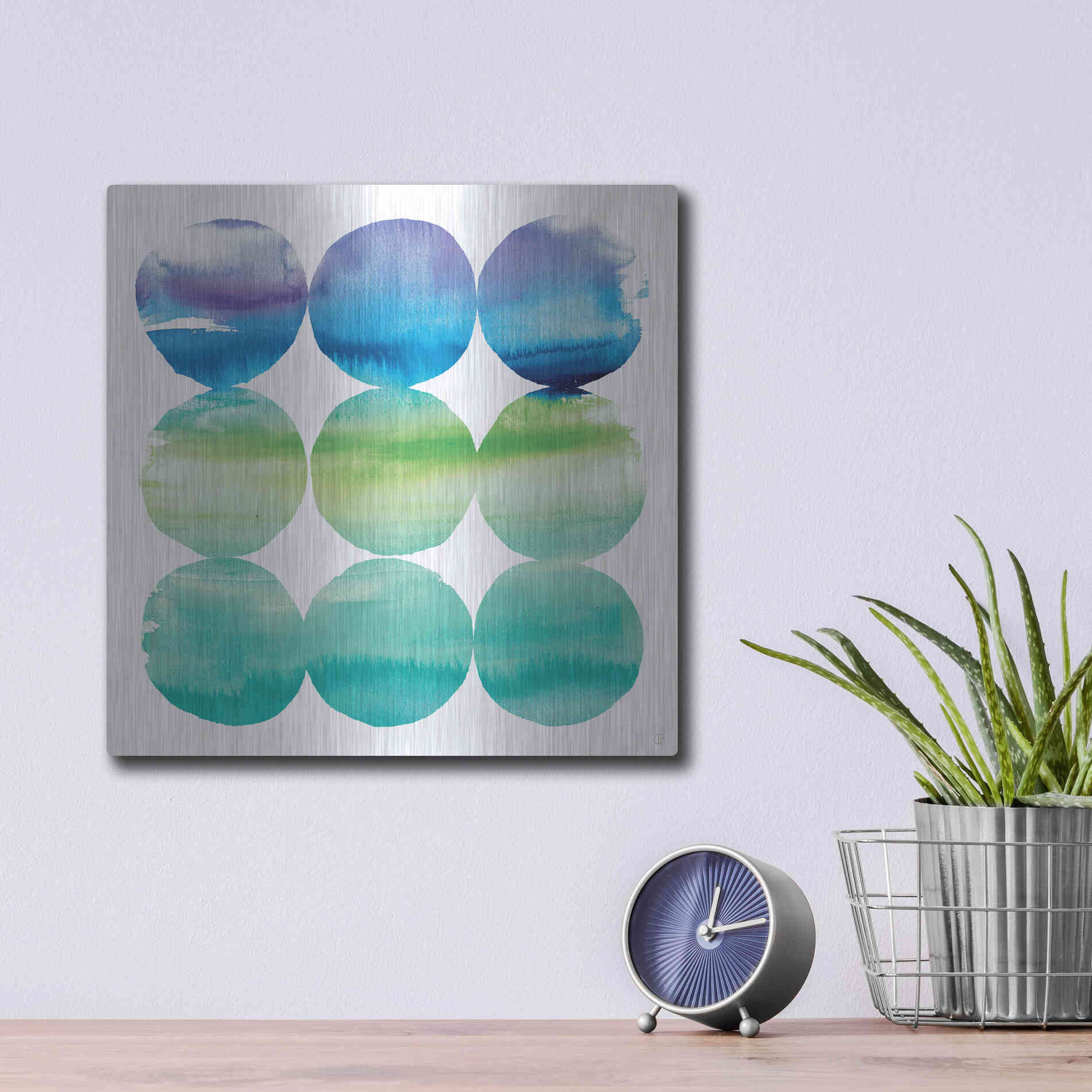 Luxe Metal Art 'Summer Dots II' by Elyse DeNeige, Metal Wall Art,12x12
