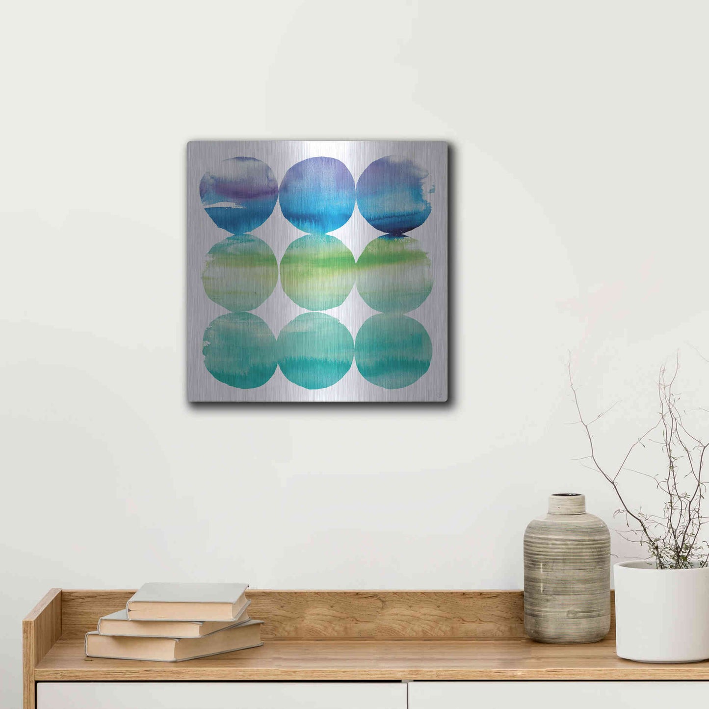 Luxe Metal Art 'Summer Dots II' by Elyse DeNeige, Metal Wall Art,12x12