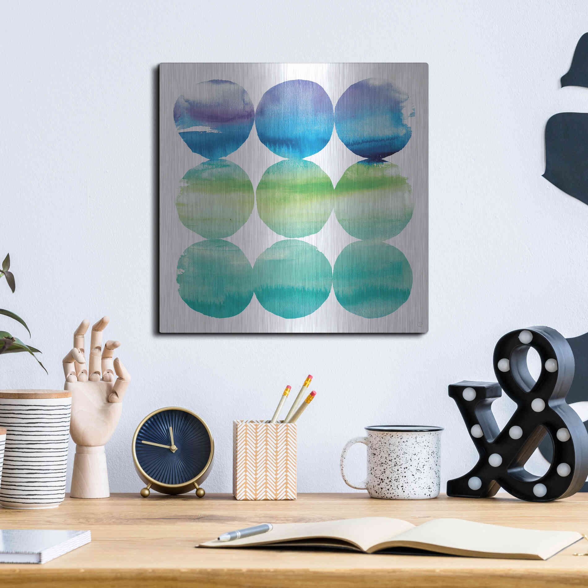Luxe Metal Art 'Summer Dots II' by Elyse DeNeige, Metal Wall Art,12x12