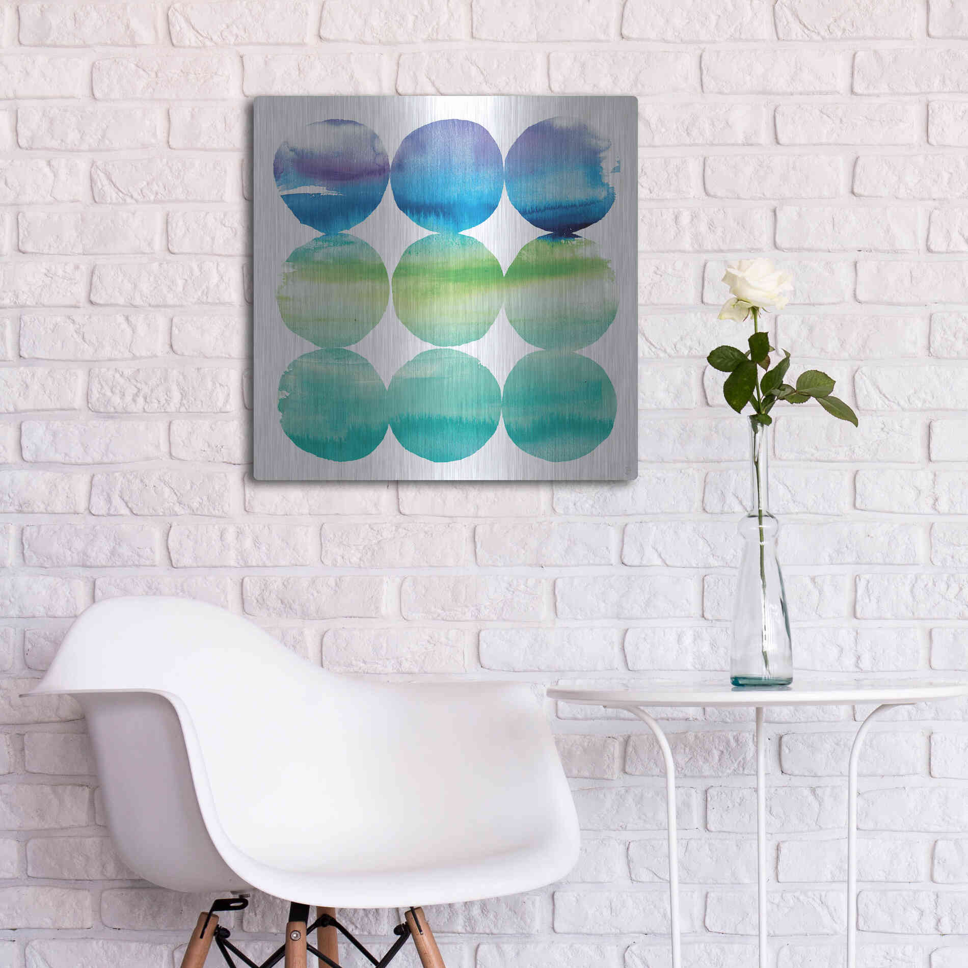 Luxe Metal Art 'Summer Dots II' by Elyse DeNeige, Metal Wall Art,24x24