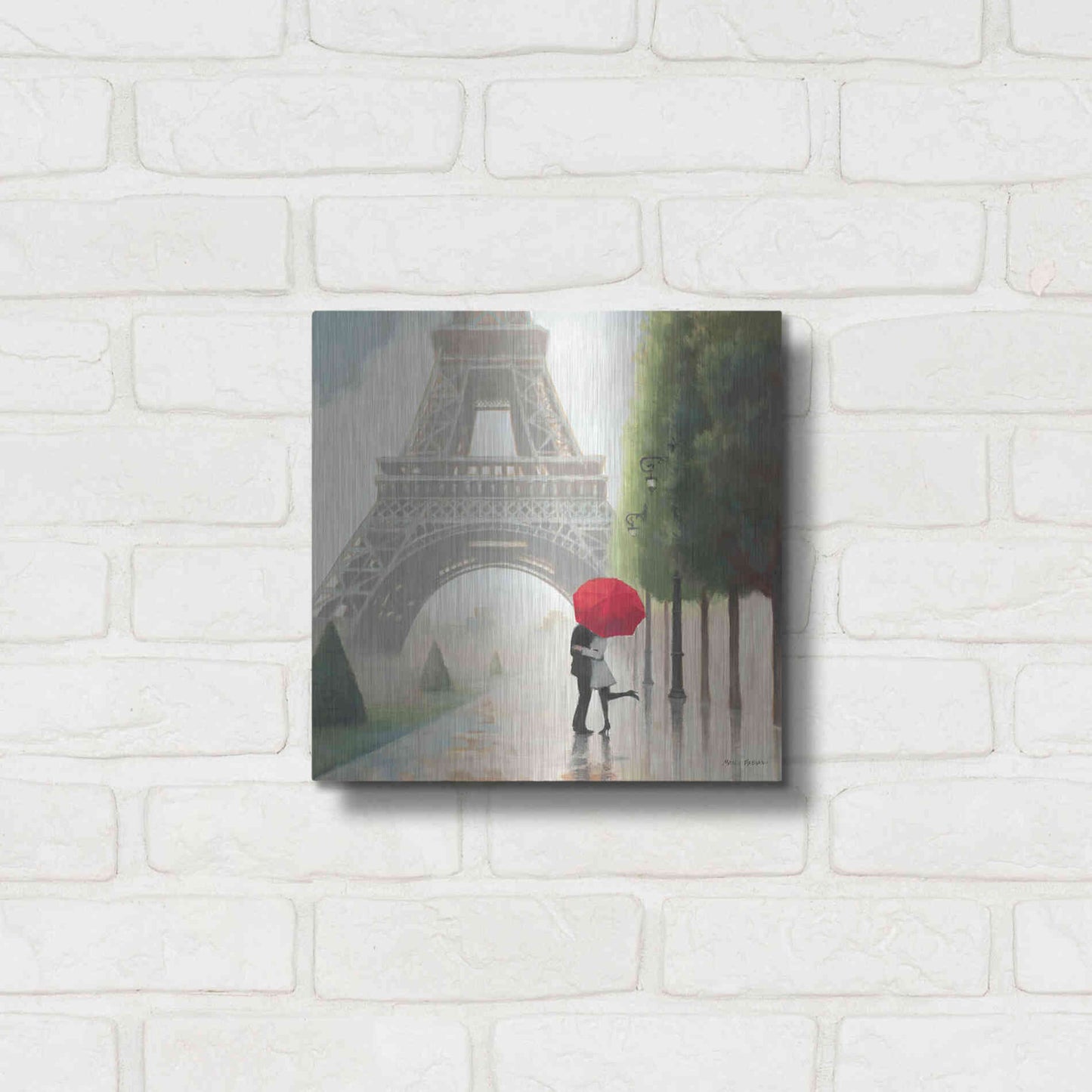 Luxe Metal Art 'Paris Romance II' by Marco Fabiano, Metal Wall Art,12x12
