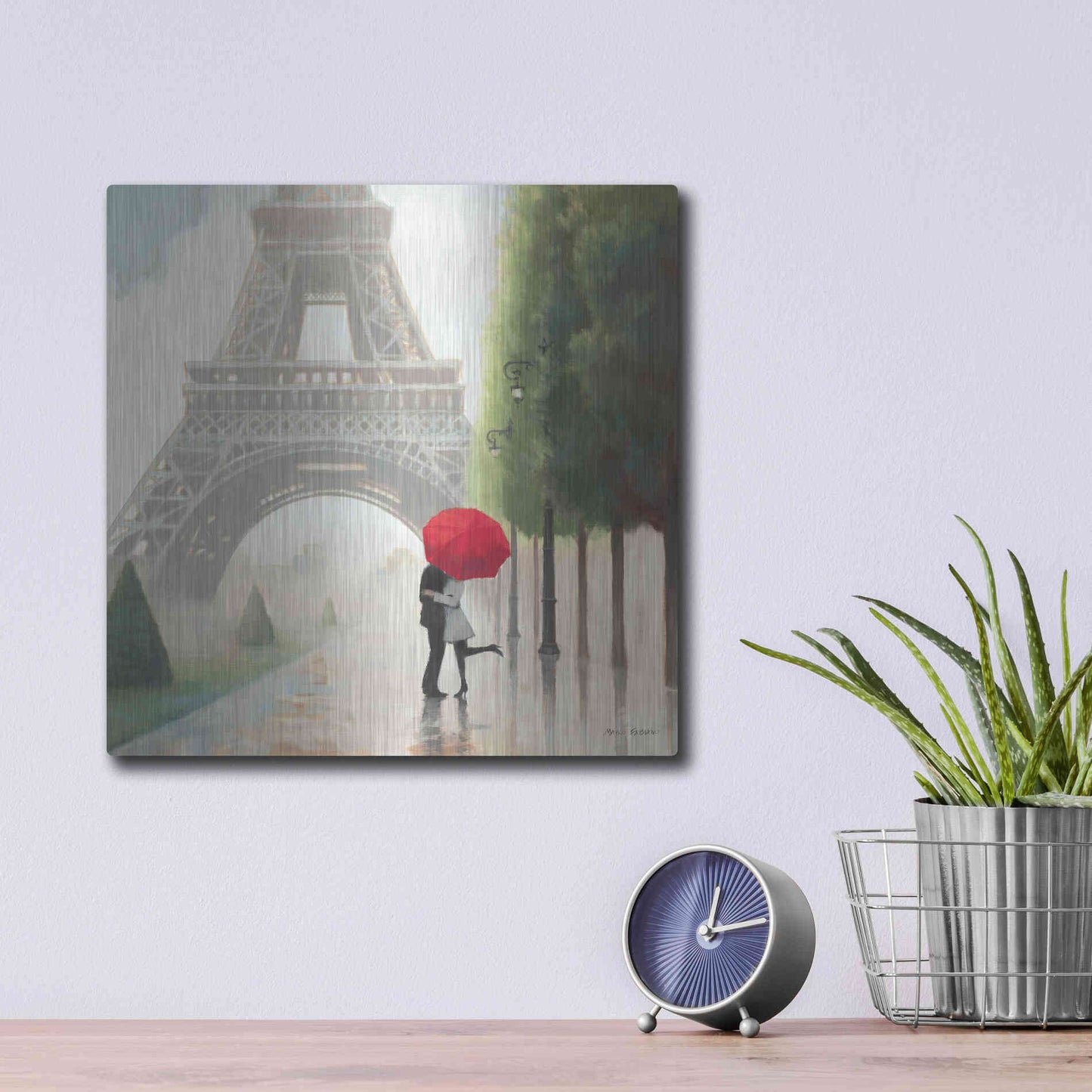 Luxe Metal Art 'Paris Romance II' by Marco Fabiano, Metal Wall Art,12x12