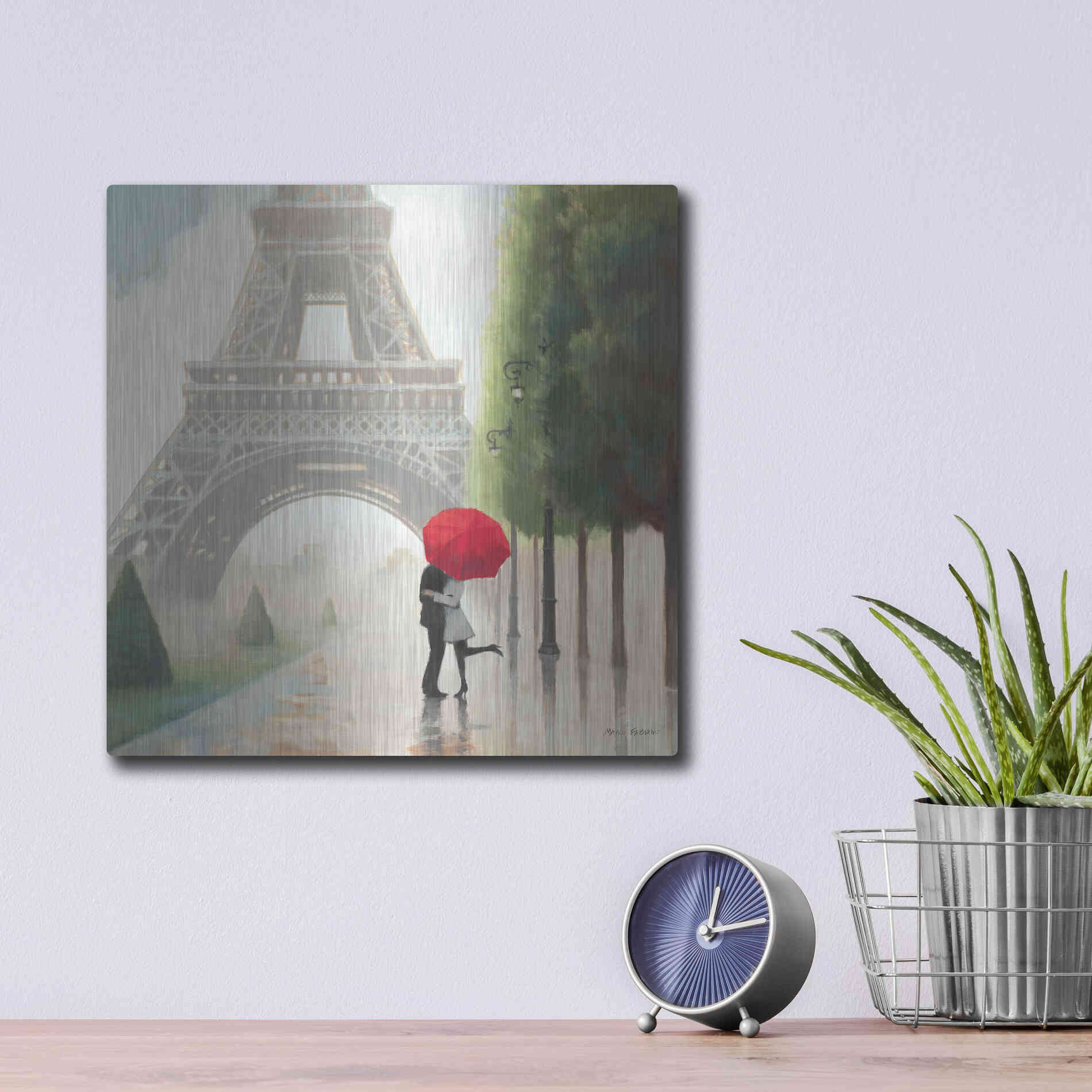 Luxe Metal Art 'Paris Romance II' by Marco Fabiano, Metal Wall Art,12x12