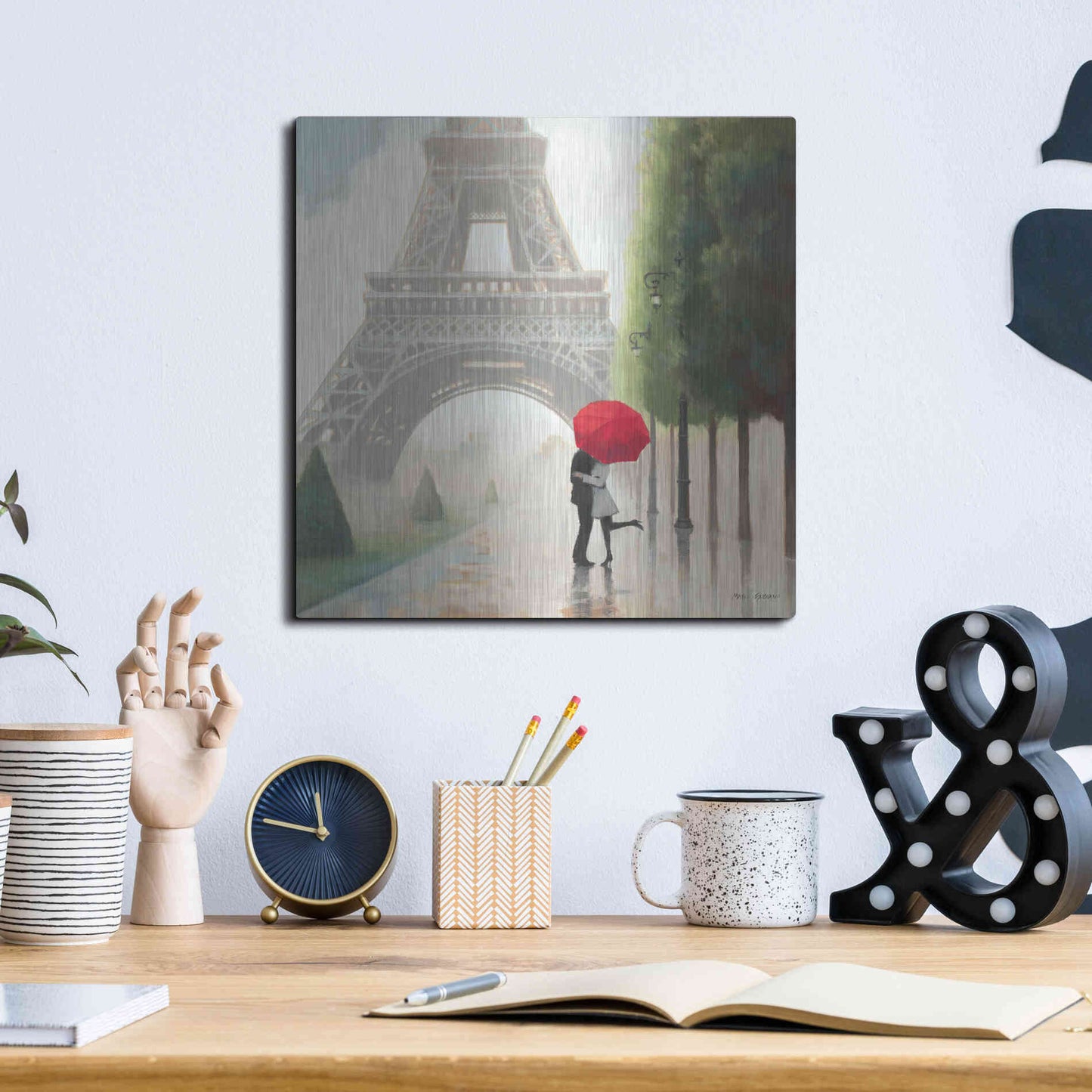 Luxe Metal Art 'Paris Romance II' by Marco Fabiano, Metal Wall Art,12x12