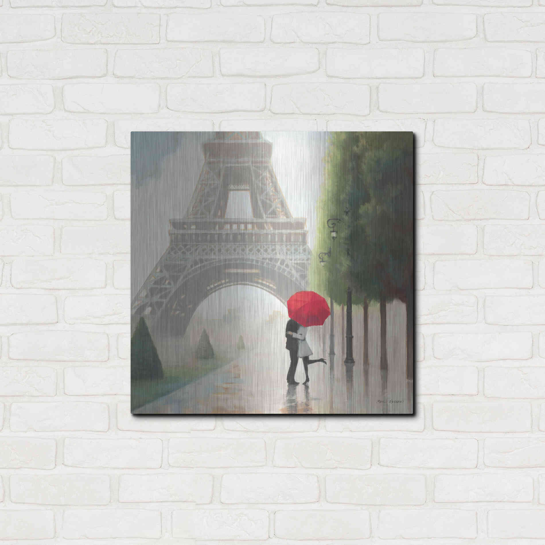 Luxe Metal Art 'Paris Romance II' by Marco Fabiano, Metal Wall Art,24x24