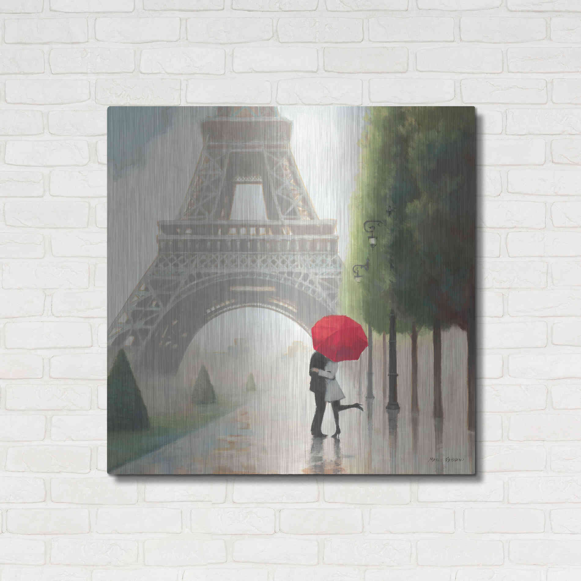 Luxe Metal Art 'Paris Romance II' by Marco Fabiano, Metal Wall Art,36x36