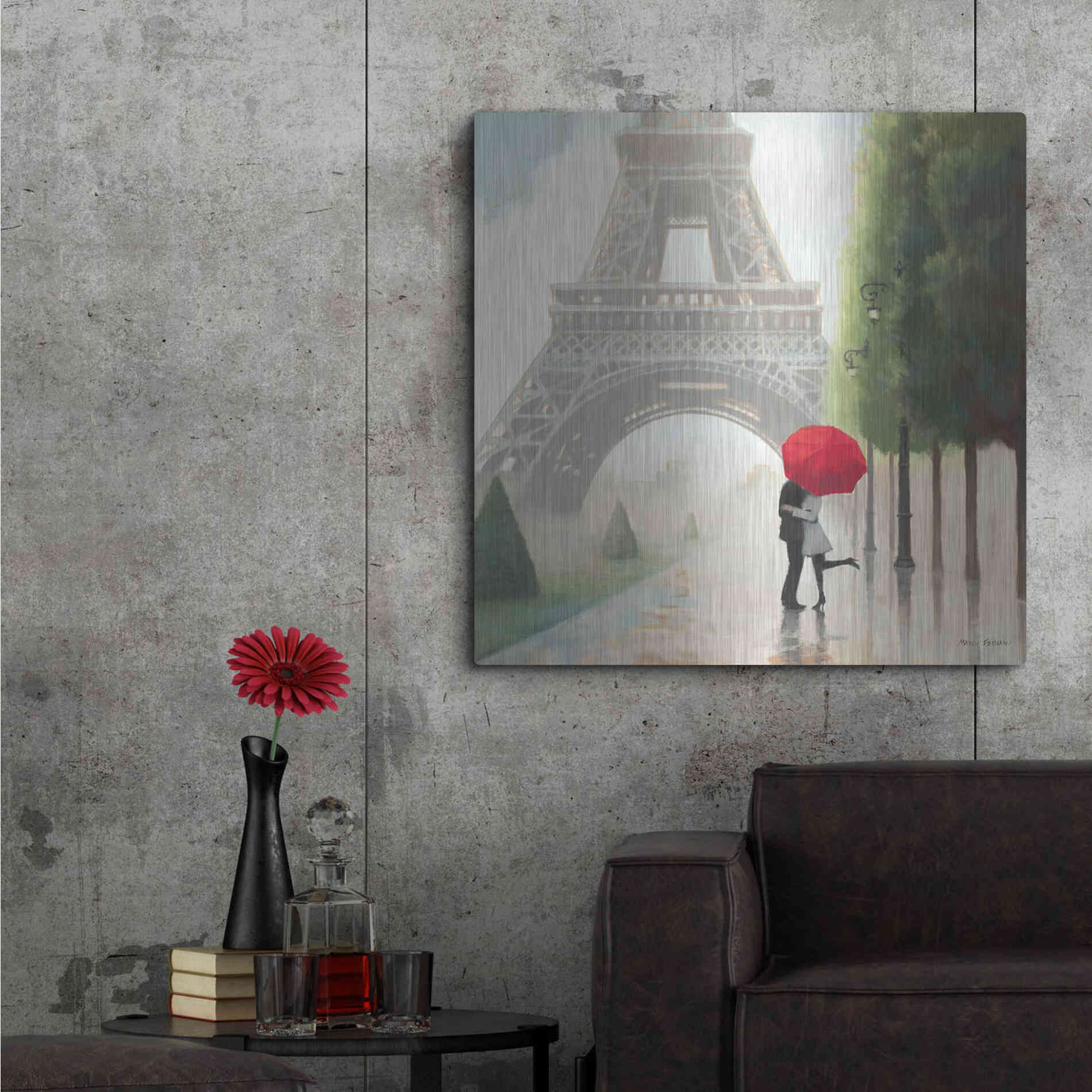 Luxe Metal Art 'Paris Romance II' by Marco Fabiano, Metal Wall Art,36x36