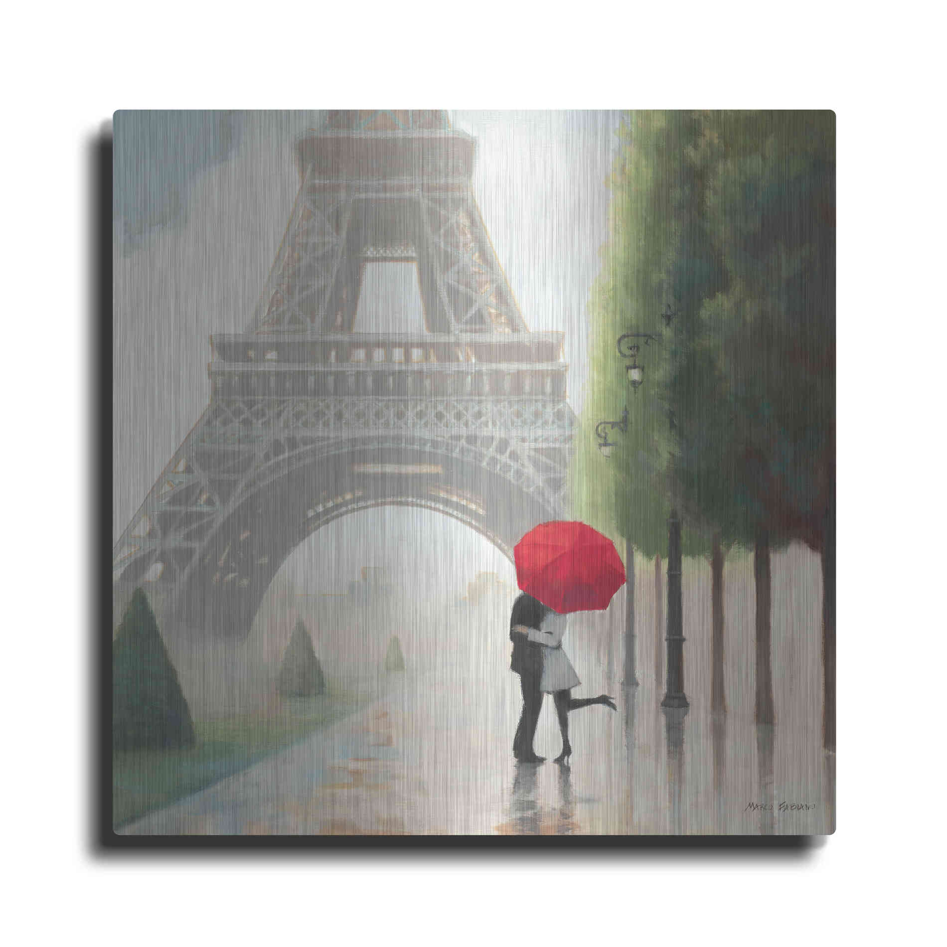 Luxe Metal Art 'Paris Romance II' by Marco Fabiano, Metal Wall Art