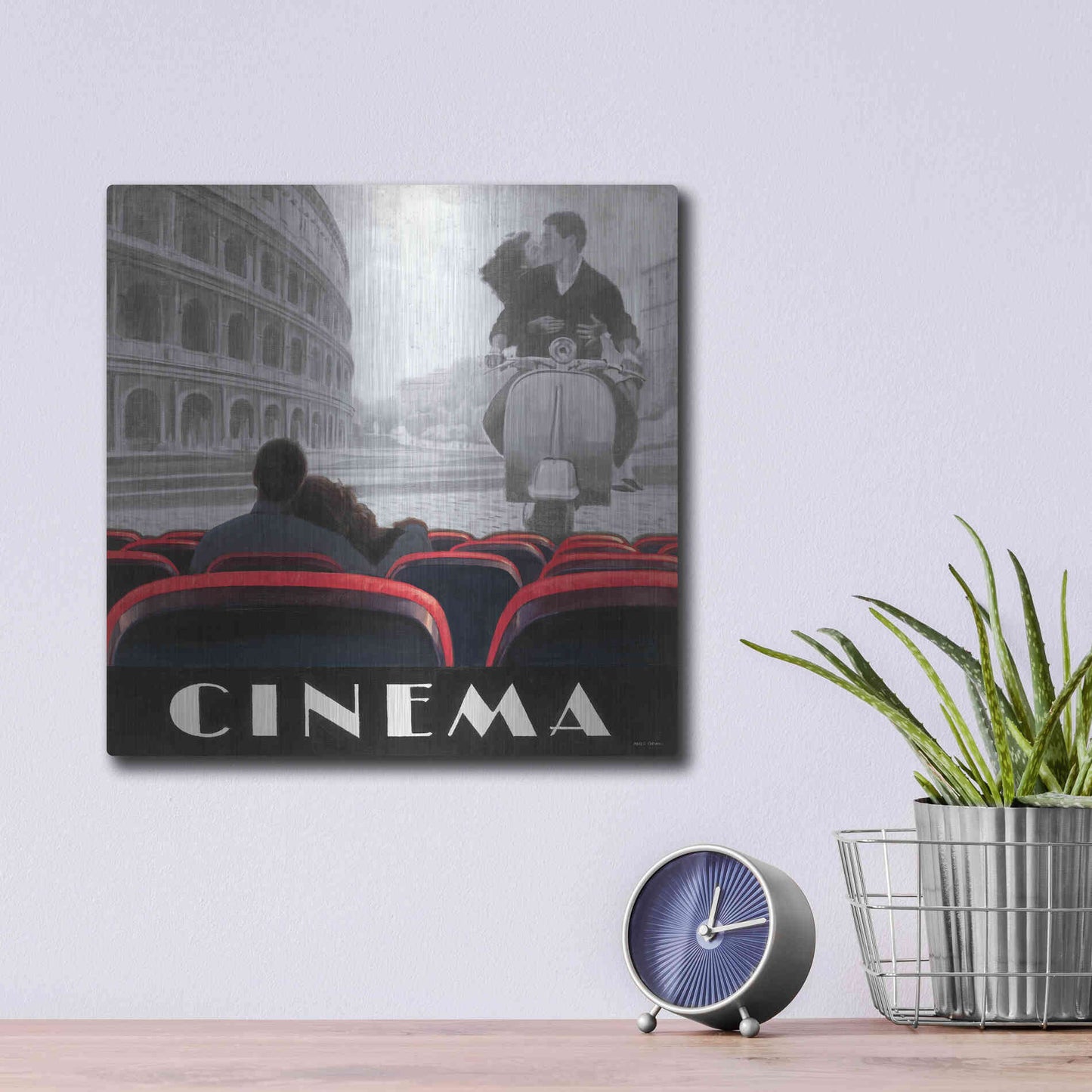 Luxe Metal Art 'Cinema Roma' by Marco Fabiano, Metal Wall Art,12x12