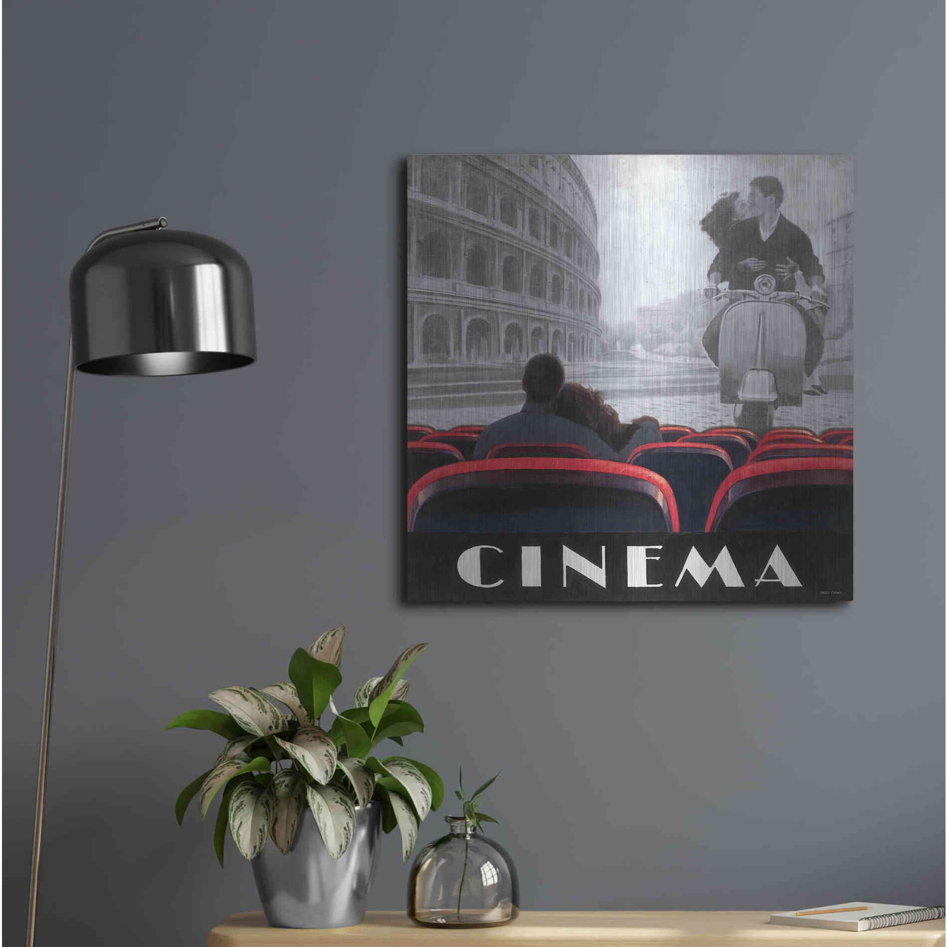 Luxe Metal Art 'Cinema Roma' by Marco Fabiano, Metal Wall Art,24x24