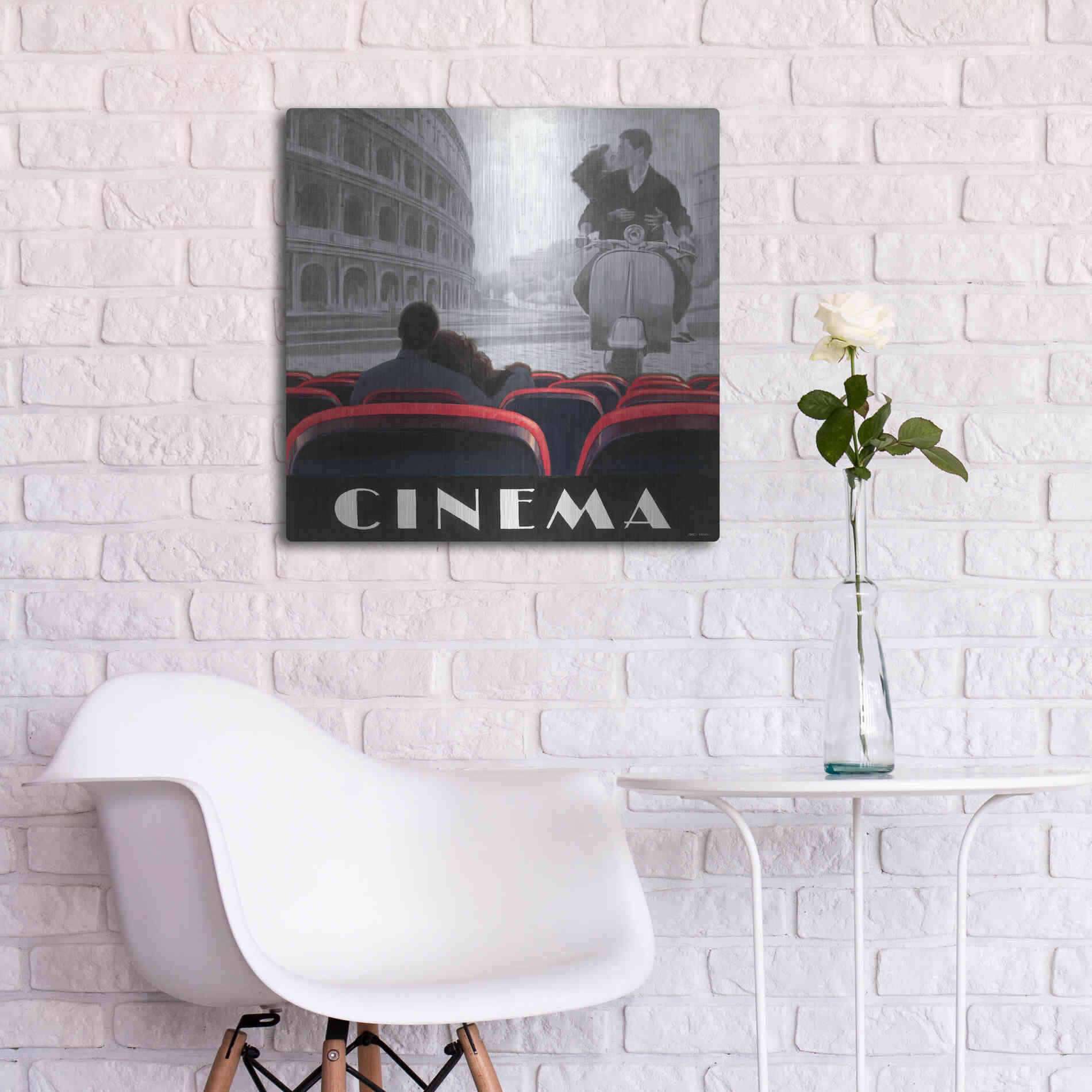 Luxe Metal Art 'Cinema Roma' by Marco Fabiano, Metal Wall Art,24x24