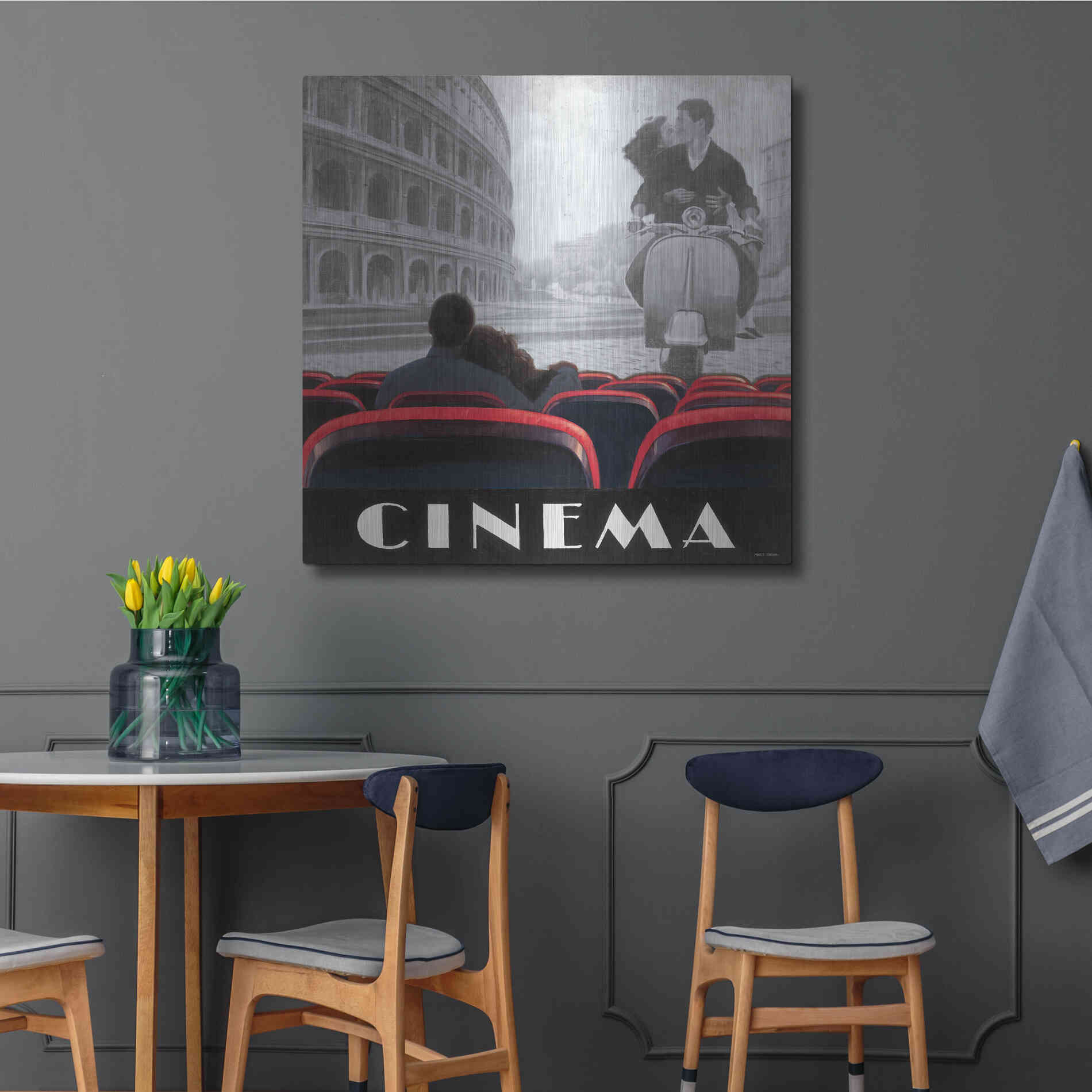 Luxe Metal Art 'Cinema Roma' by Marco Fabiano, Metal Wall Art,36x36