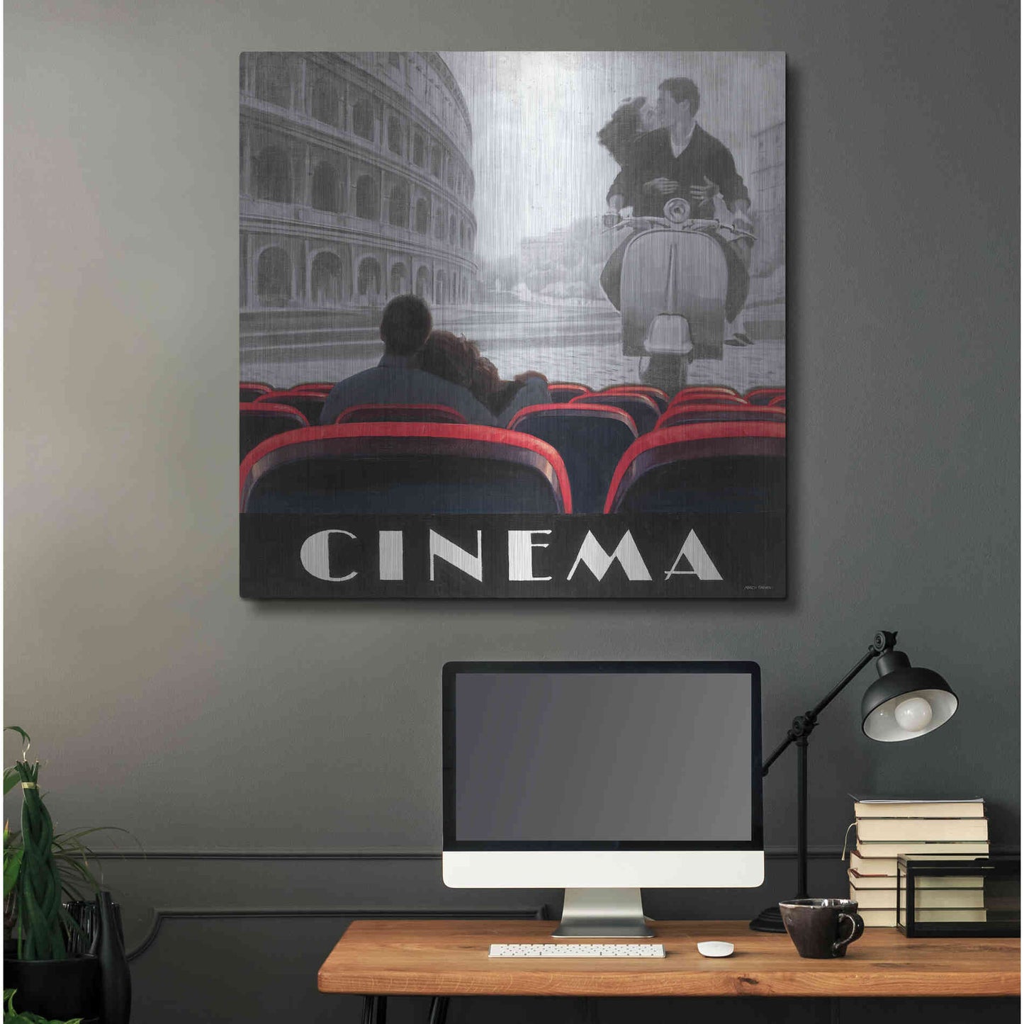 Luxe Metal Art 'Cinema Roma' by Marco Fabiano, Metal Wall Art,36x36