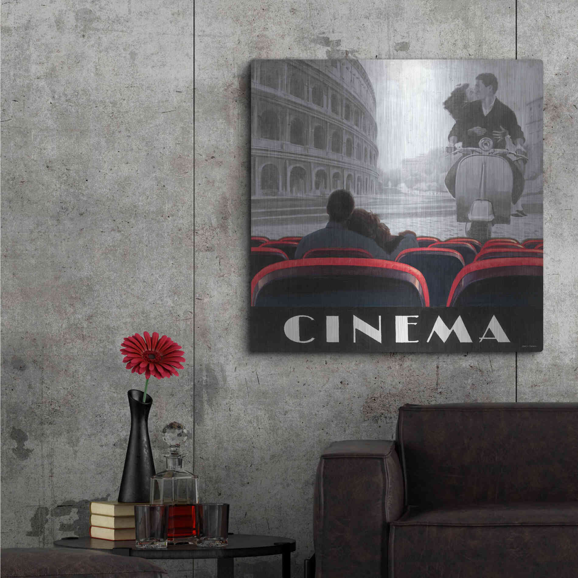 Luxe Metal Art 'Cinema Roma' by Marco Fabiano, Metal Wall Art,36x36