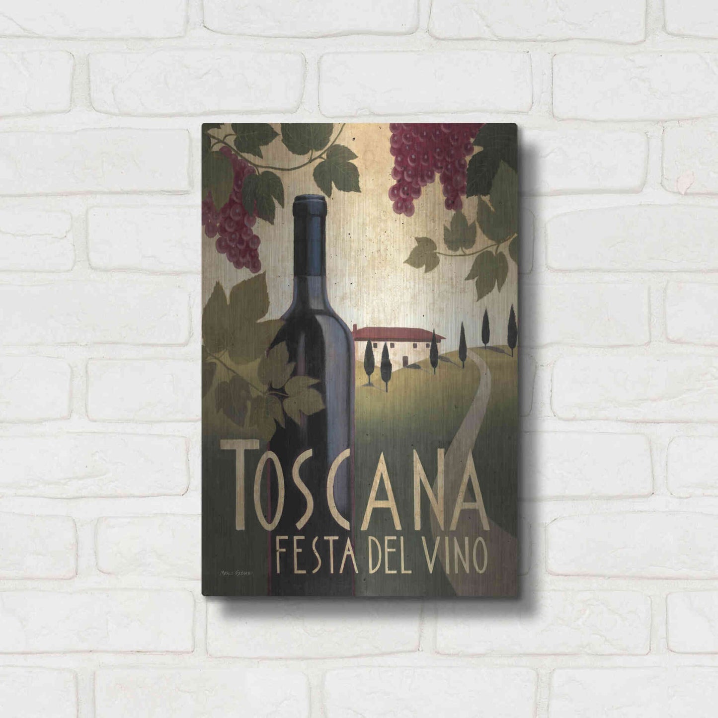 Luxe Metal Art 'Wine Festival I' by Marco Fabiano, Metal Wall Art,12x16