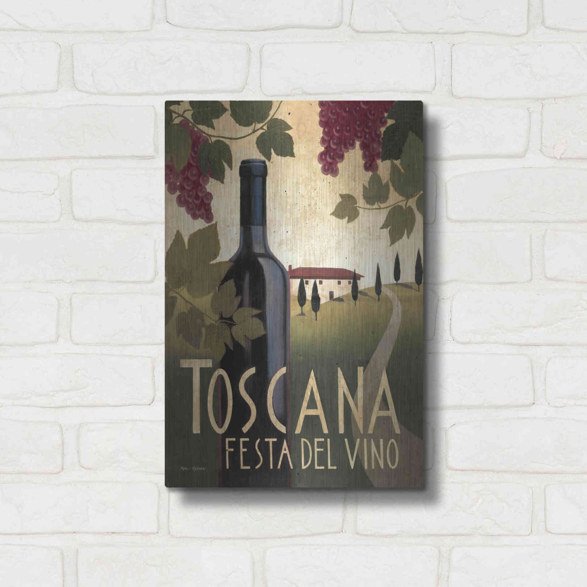 Luxe Metal Art 'Wine Festival I' by Marco Fabiano, Metal Wall Art,12x16