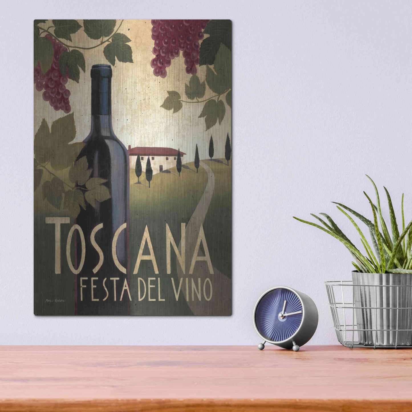 Luxe Metal Art 'Wine Festival I' by Marco Fabiano, Metal Wall Art,12x16