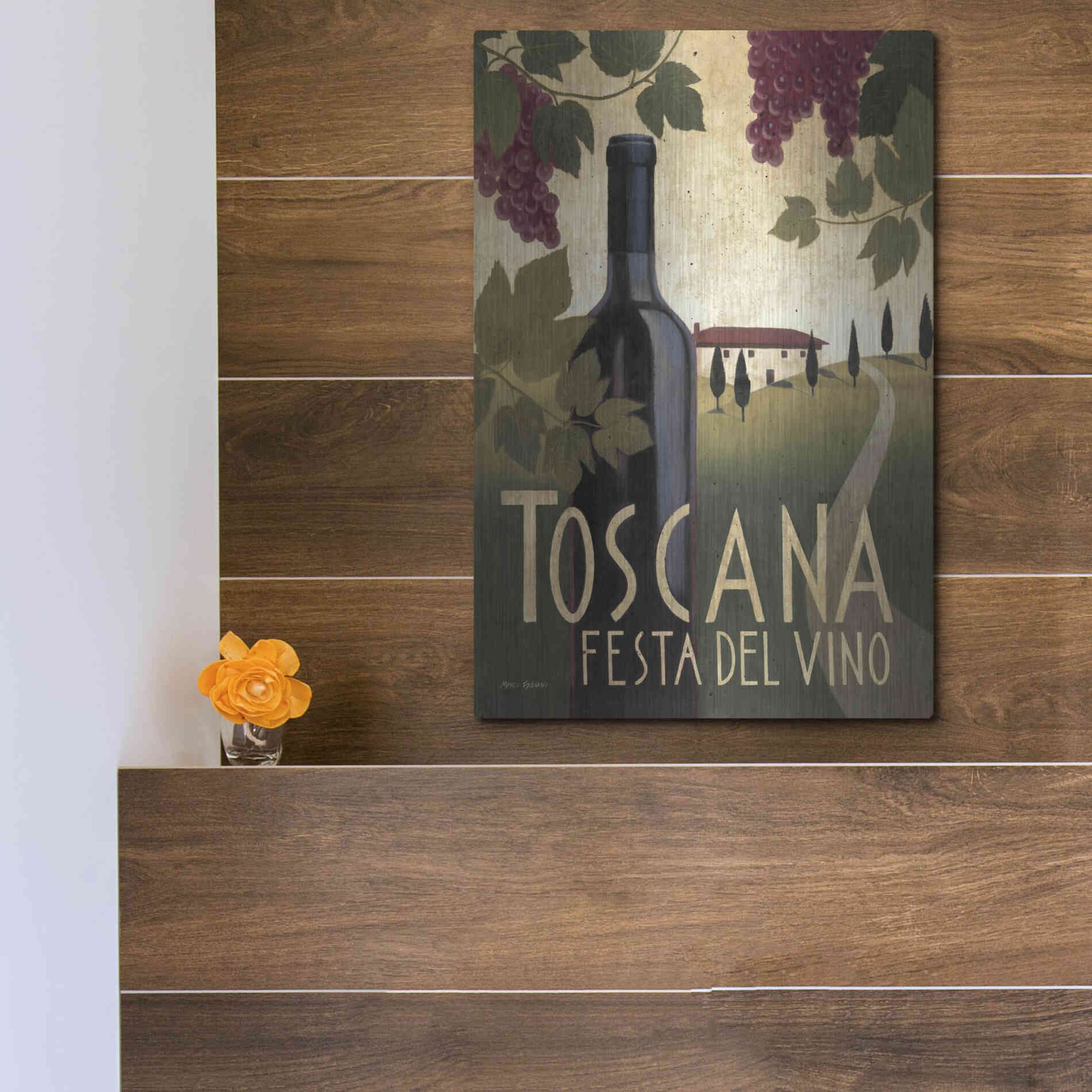 Luxe Metal Art 'Wine Festival I' by Marco Fabiano, Metal Wall Art,12x16