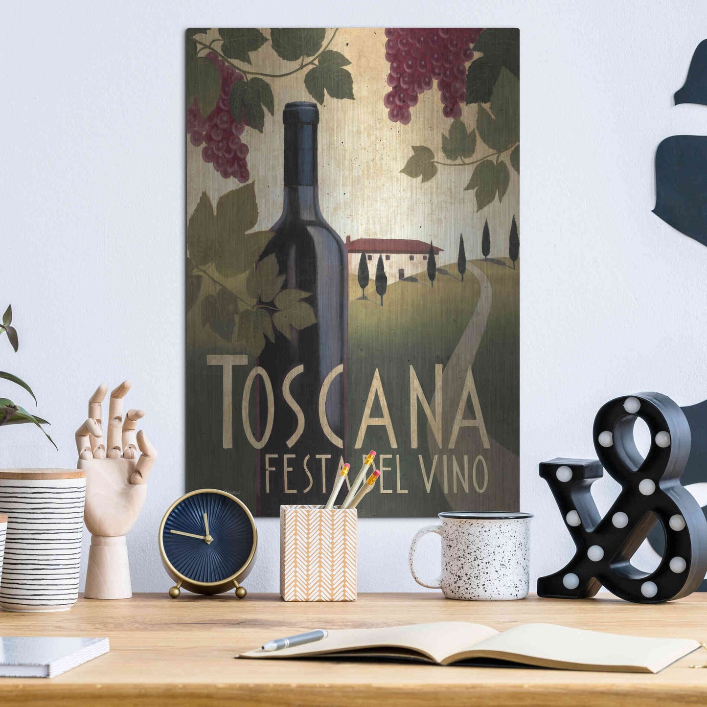 Luxe Metal Art 'Wine Festival I' by Marco Fabiano, Metal Wall Art,12x16