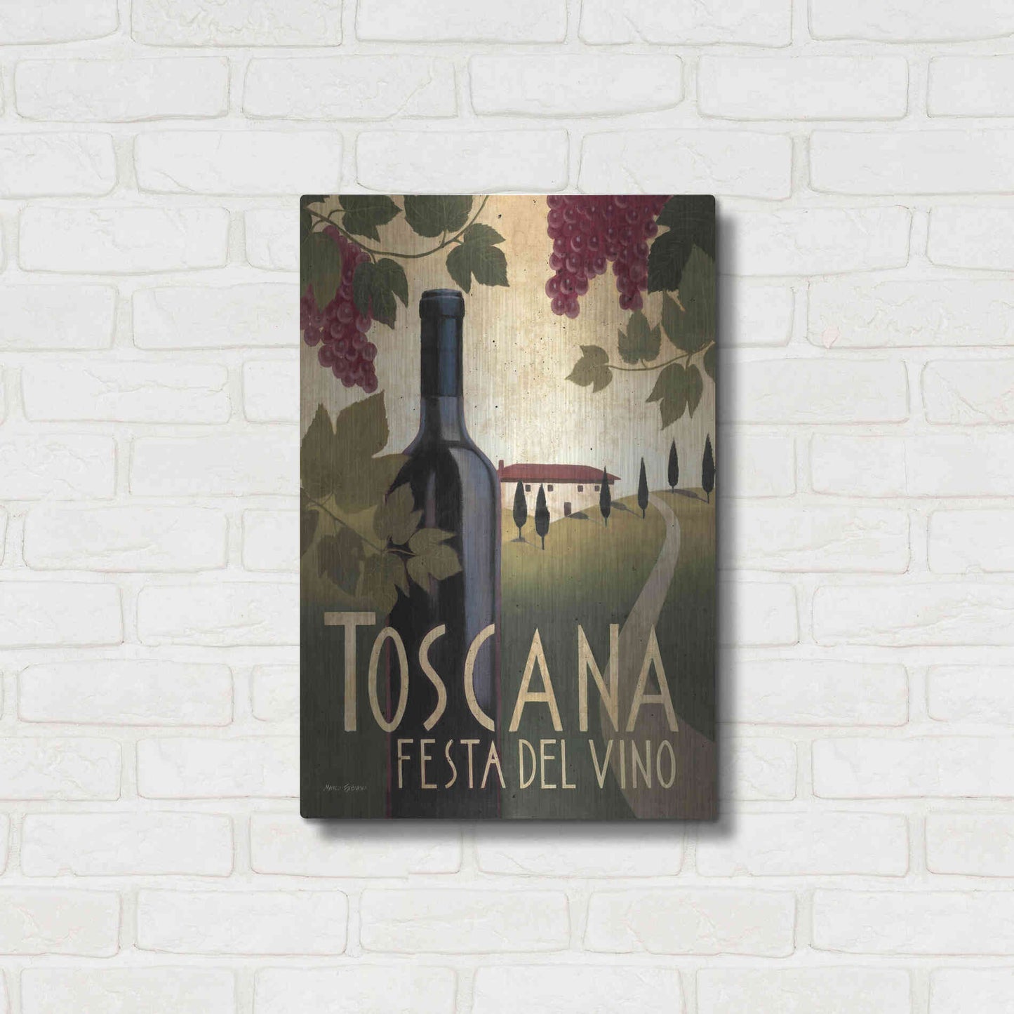 Luxe Metal Art 'Wine Festival I' by Marco Fabiano, Metal Wall Art,16x24