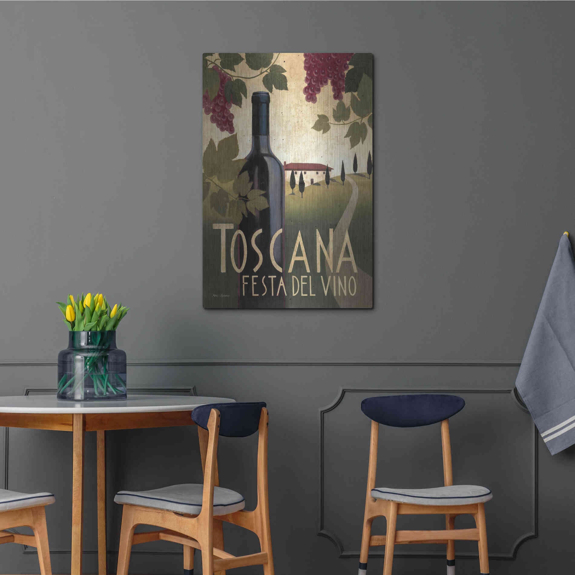 Luxe Metal Art 'Wine Festival I' by Marco Fabiano, Metal Wall Art,24x36