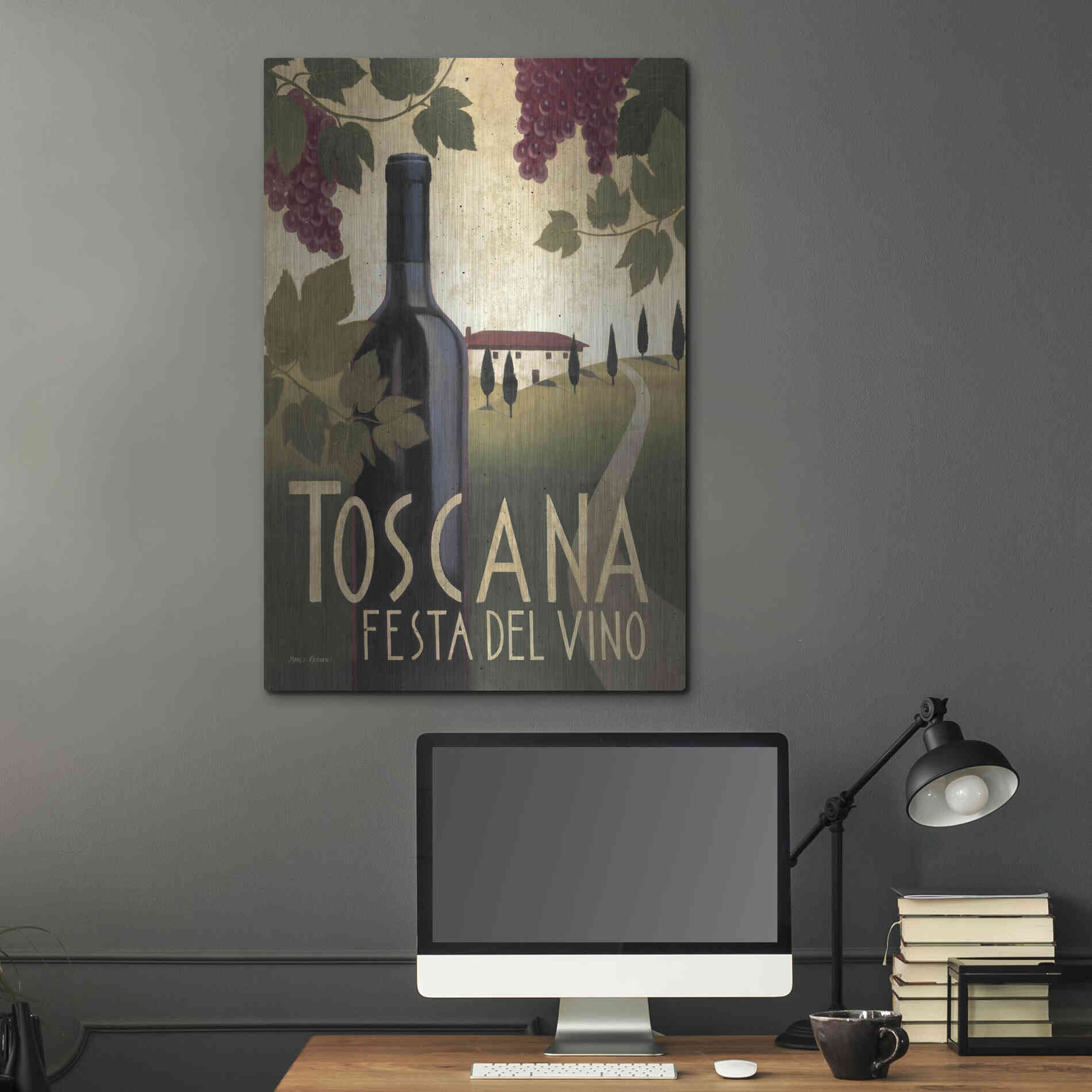 Luxe Metal Art 'Wine Festival I' by Marco Fabiano, Metal Wall Art,24x36