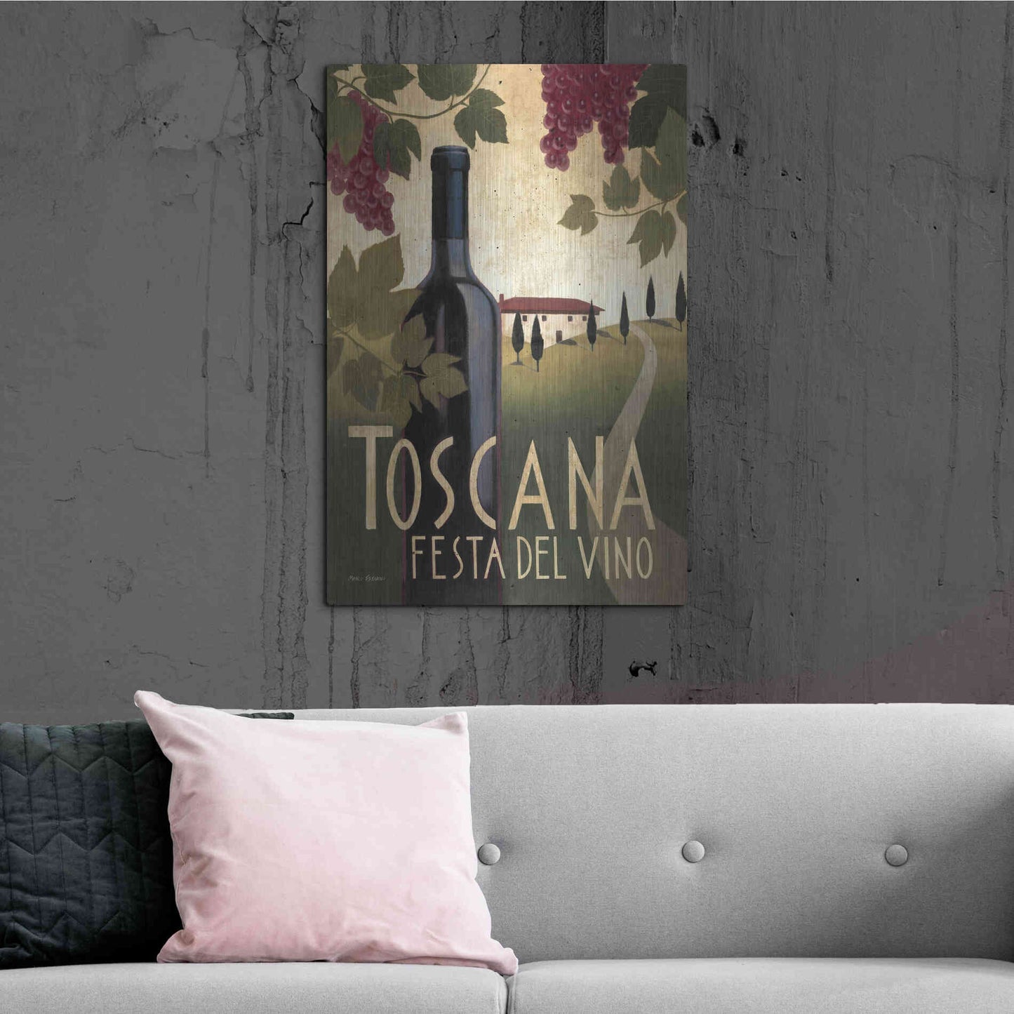 Luxe Metal Art 'Wine Festival I' by Marco Fabiano, Metal Wall Art,24x36