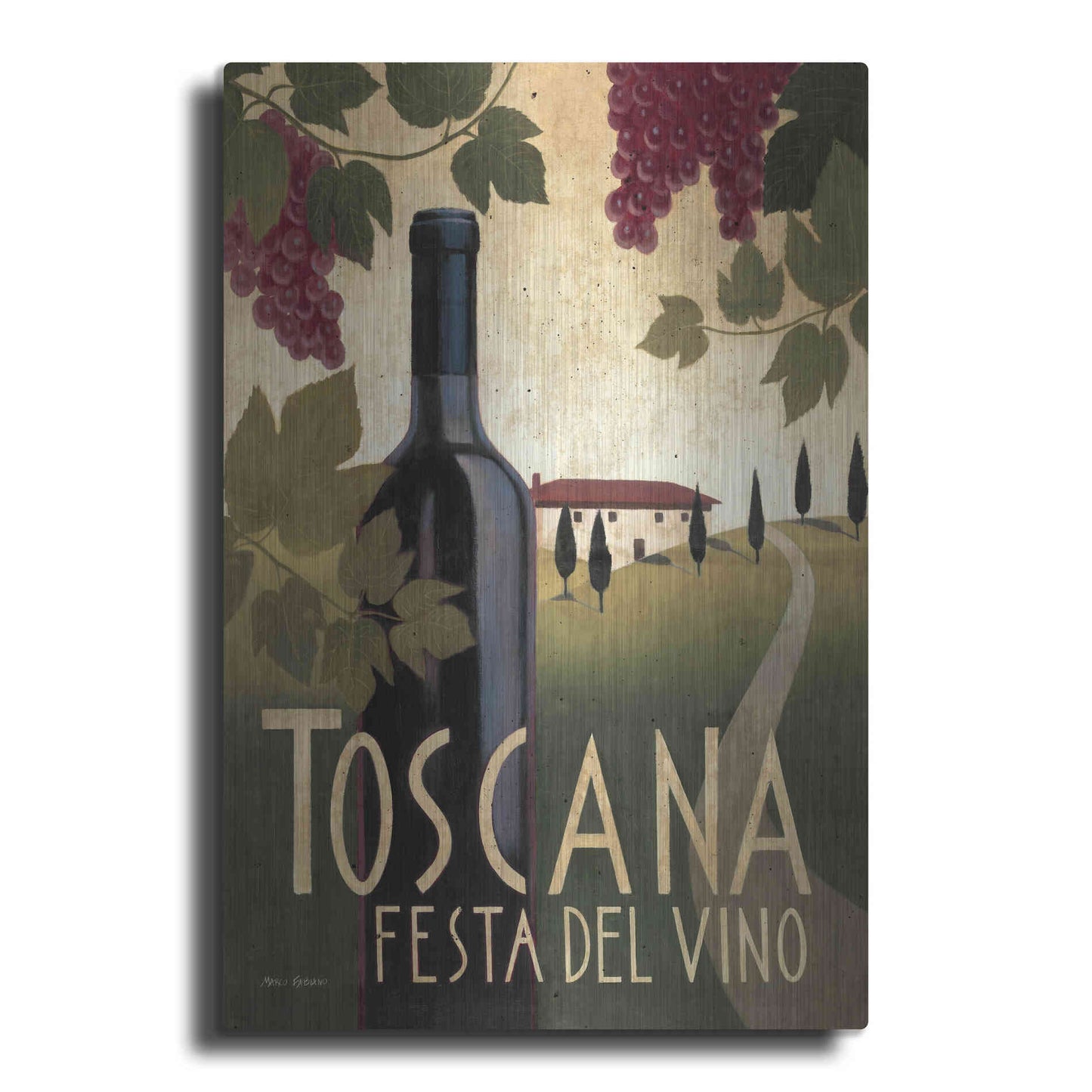 Luxe Metal Art 'Wine Festival I' by Marco Fabiano, Metal Wall Art