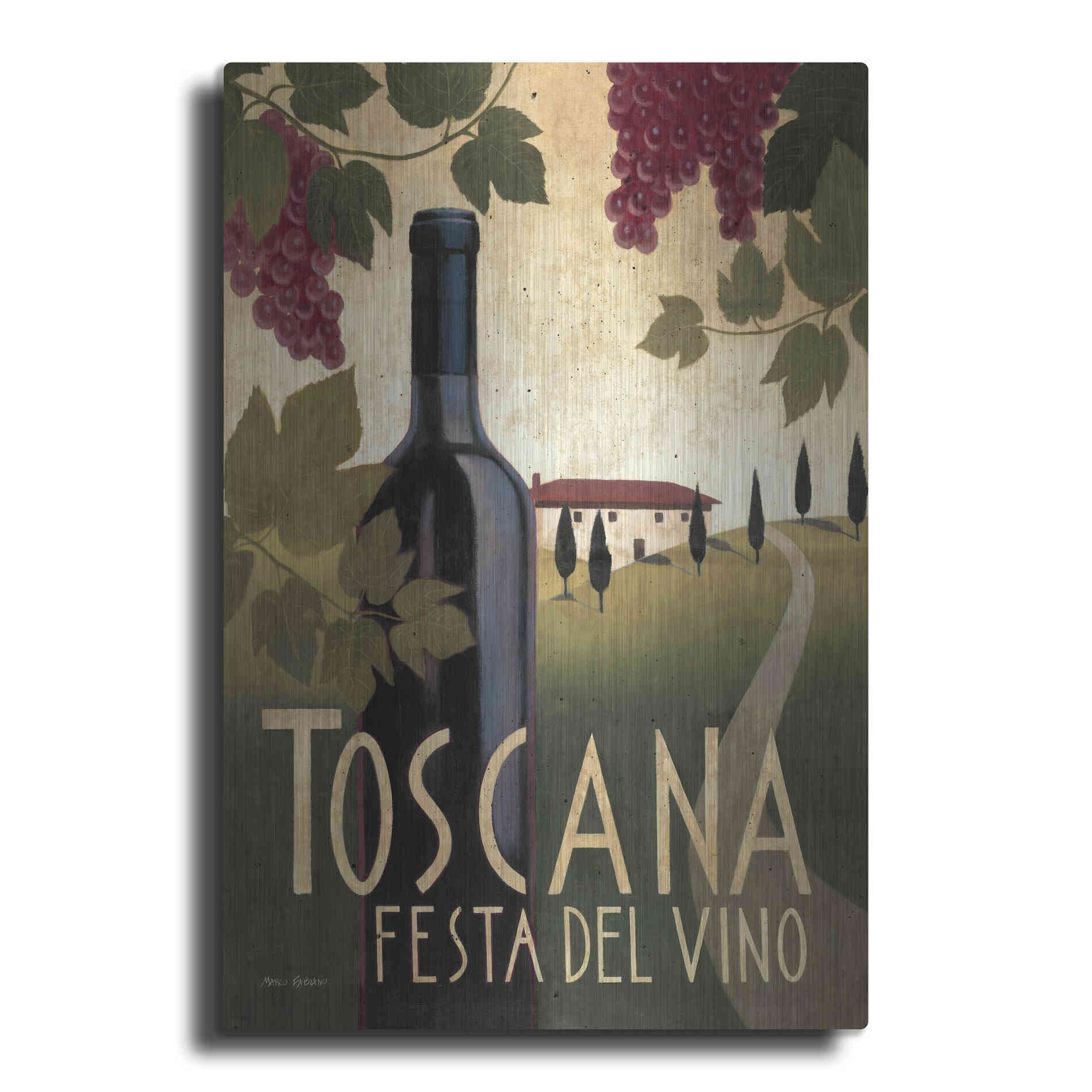 Luxe Metal Art 'Wine Festival I' by Marco Fabiano, Metal Wall Art